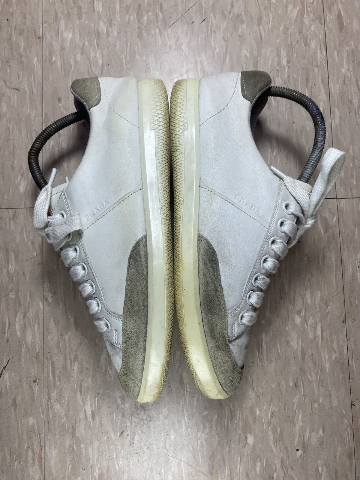 Designer × Prada Luxury prada sneakers shoes 4E3027 white leather Size US 7 / EU 40 - 8 Thumbnail
