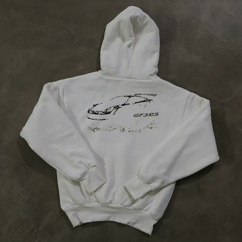 Japanese Brand × Vintage White retro car print loose hoodie Size US L / EU 52-54 / 3 - 1 Thumbnail