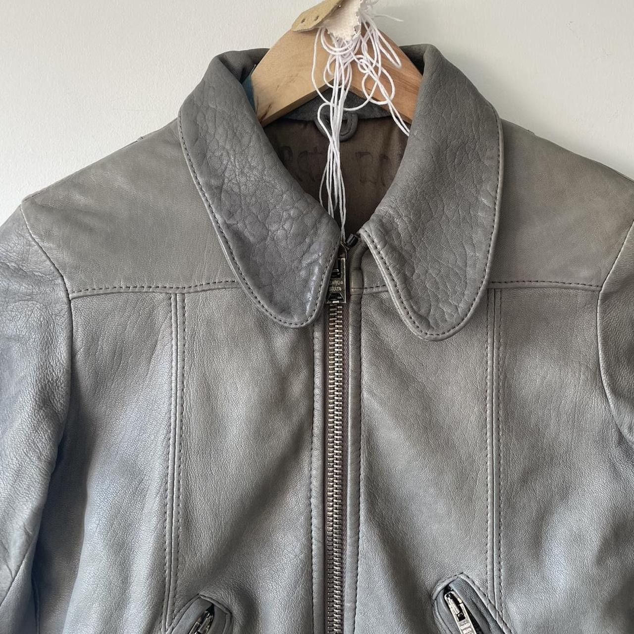 Genuine Leather × Giorgio Brato giorgio brato grey green textured leather jacket Size XS / US 0-2 / IT 36-38 - 2 Thumbnail