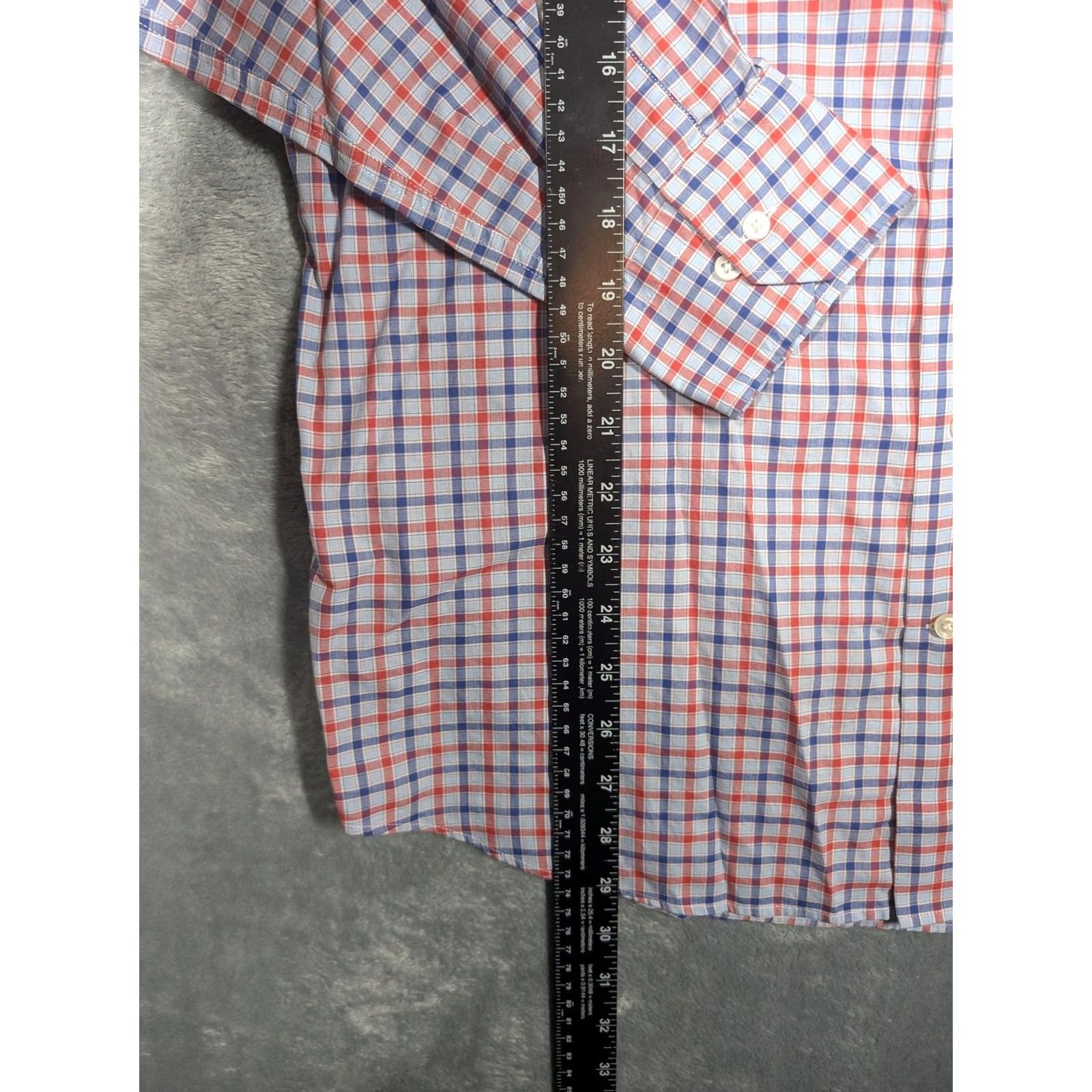 Vintage Emanuel Berg Shirt Mens Large Blue Red Check Dress Modern Fit Long Sleeve Size 42R - 2 Thumbnail