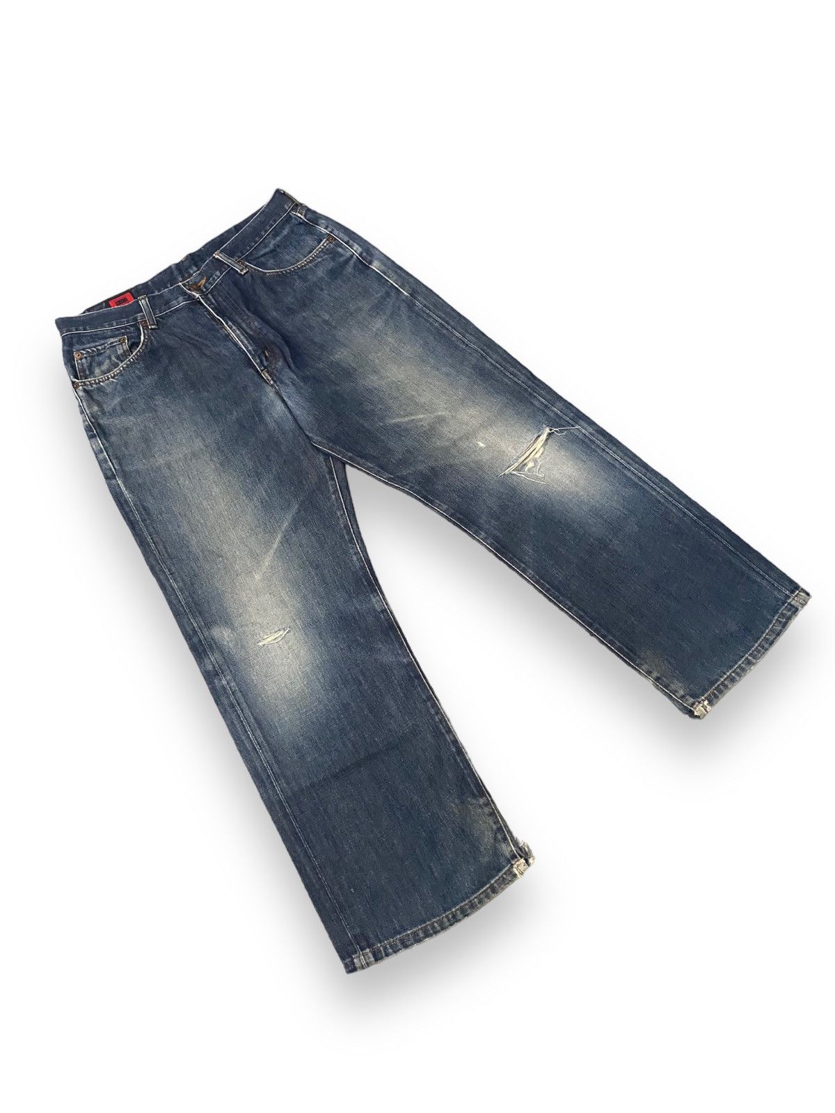 Edwin × JNCO × Le Grande Bleu (L.G.B.) Edwin Japan 503z Edition Distressed Blue Jean Straigt Cut h' Size US 33 - 10 Thumbnail