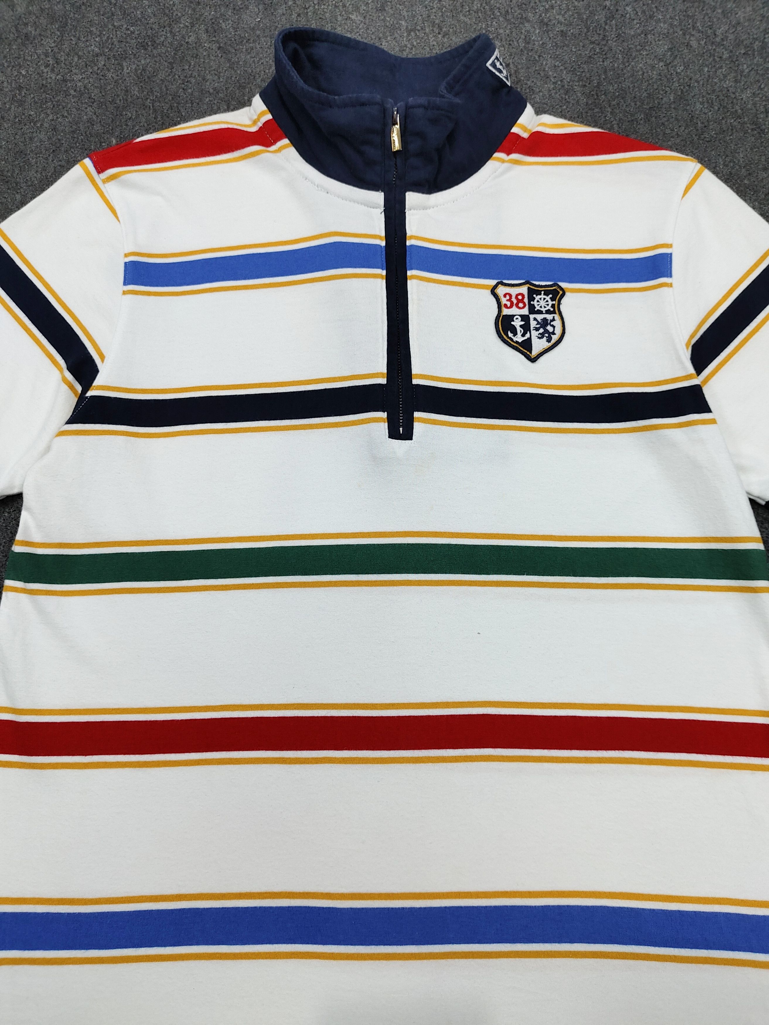 Paul & Shark Paul & Shark- Royal Yacht Club Multicolor Striped Half Zip Size L / US 10 / IT 46 - 2 Thumbnail
