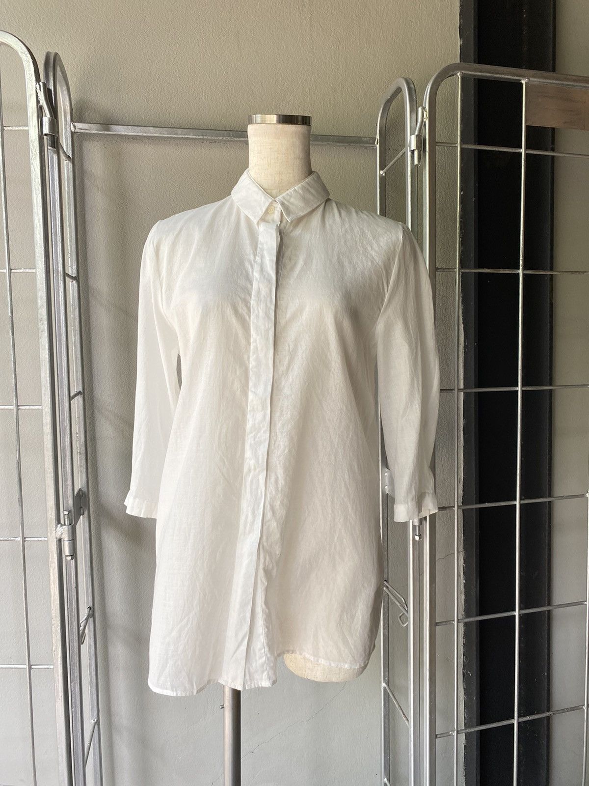 Jil Sander Jil Sander 3/4 Sleeve White Shirt Size XXS / US 00 / IT 34 - 14 Thumbnail