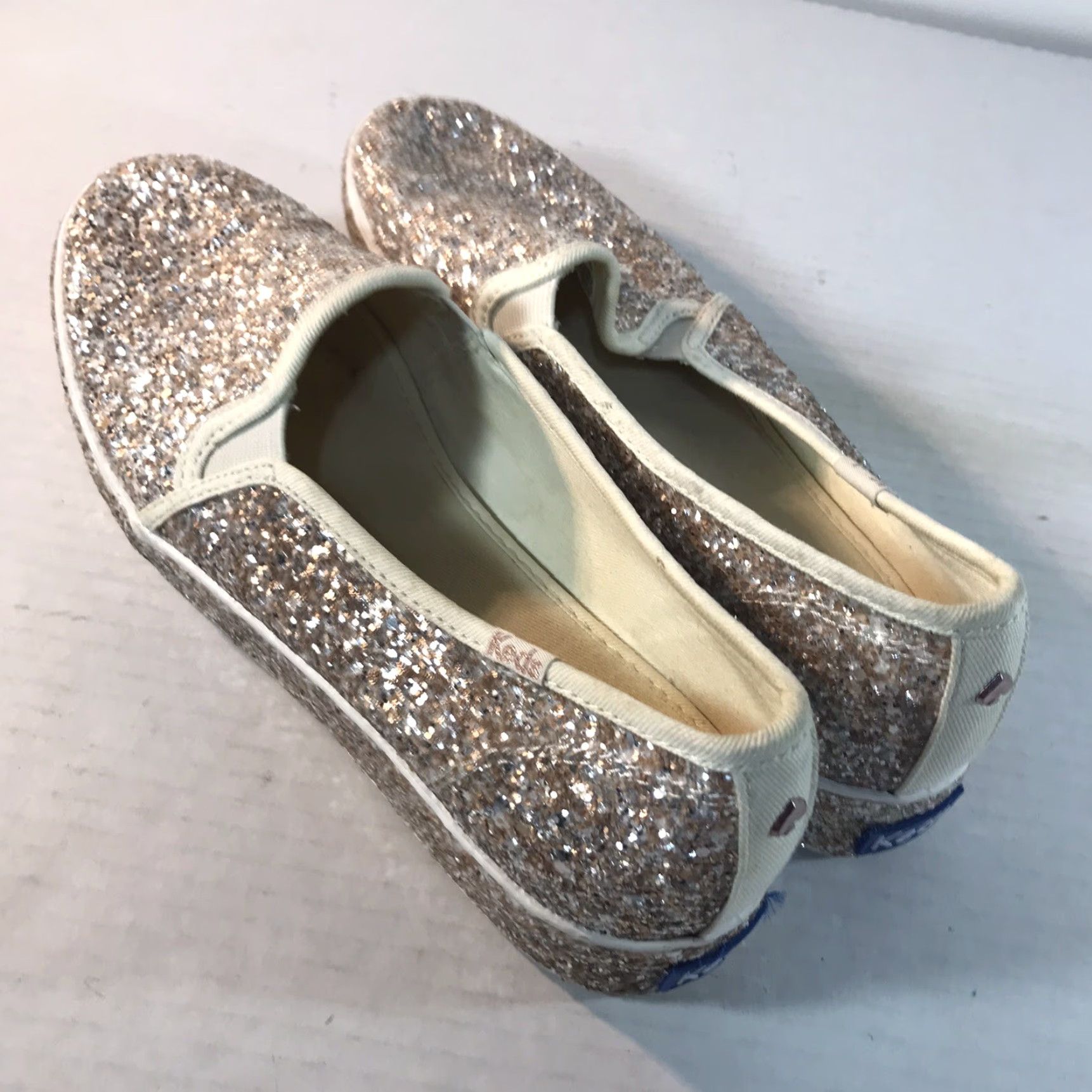 Keds Kate Spade Keds Glitter Slip On Sneakers Women Size 7.5 Champagne Casual dress Comfort Lightweight Size US 8 / IT 38 - 2 Thumbnail
