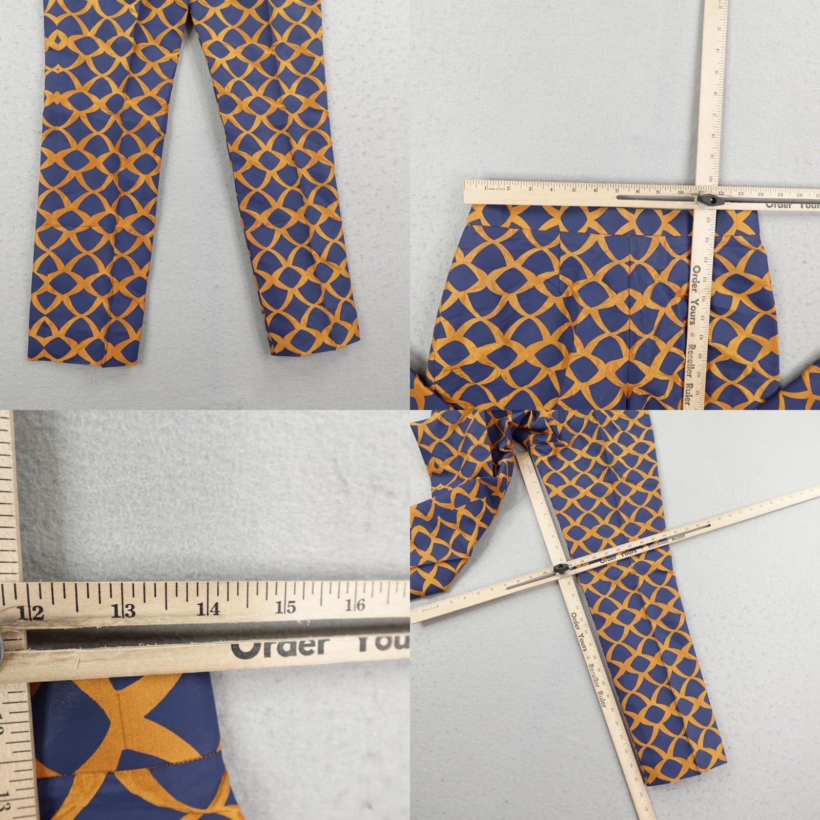 Vintage SANIA MASKATIYA Dress Pants Womens Small Blue Orange Geometric Print Lightweight Slacks NEW Size 28" / US 6 / IT 42 - 8 Thumbnail