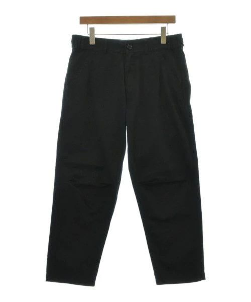 Casual Pants Plain Cotton Zipper Straight Cut Black