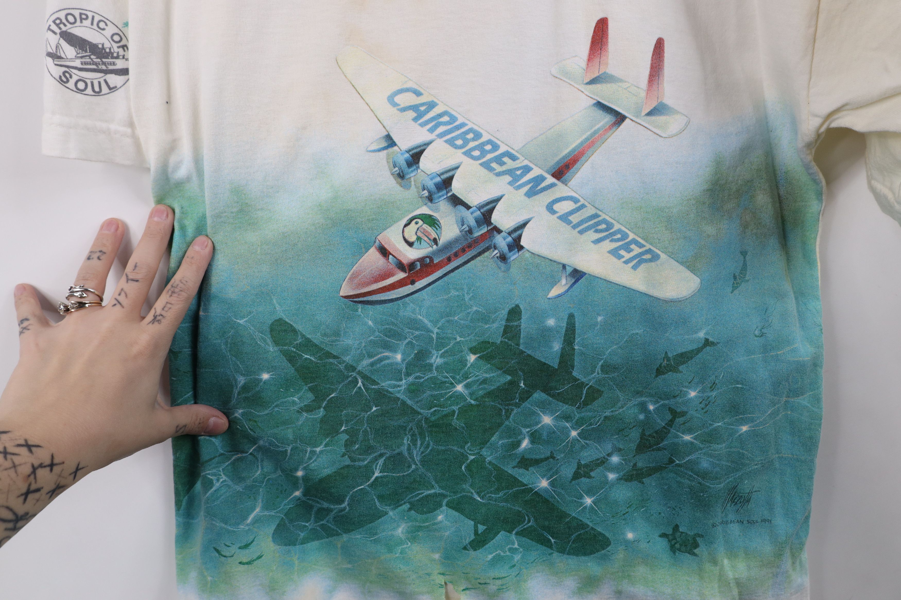 Vintage Vintage 90s Streetwear Caribbean Clipper Plane T-Shirt USA Size US L / EU 52-54 / 3 - 9 Thumbnail