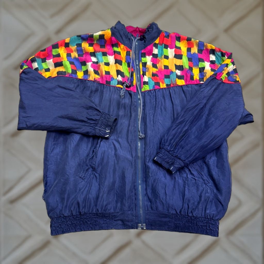 Vintage Vintage Robert Stock Silk Windbreaker Jacket Mens L Blue 90s Retro All Seasons Pockets Zip Front Short Length Regular Fit Size US L / EU 52-54 / 3 - 1 Thumbnail
