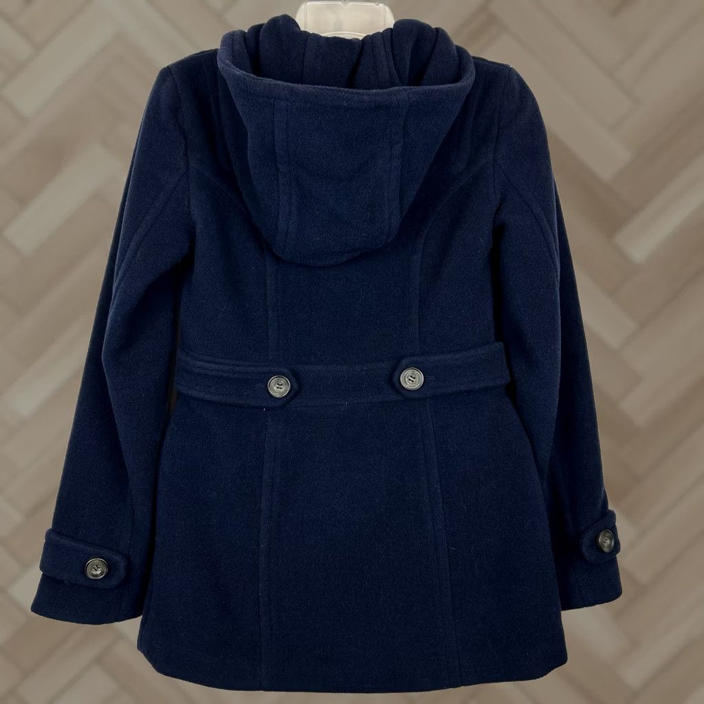Vintage Aéropostale Peacoat Jacket Womens XS Wool Blend Navy Blue Warm Coat Regular Long Sleeve Button Closure Solid Tweed Wool Lining Size XS / US 0-2 / IT 36-38 - 1 Thumbnail
