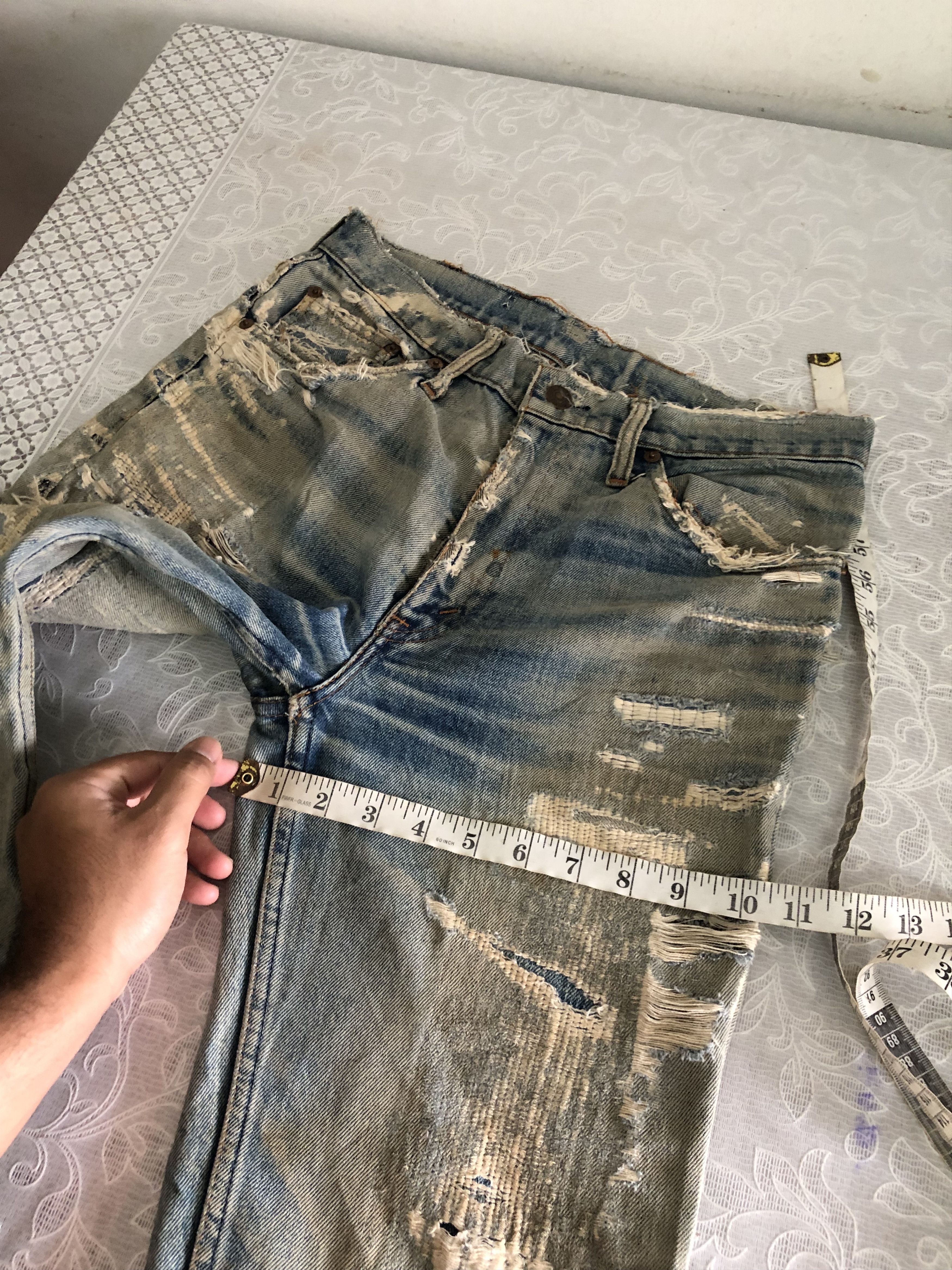 Levi's Vintage 90s Levis Distressed Denim Flare Pants Size US 29 - 20 Thumbnail