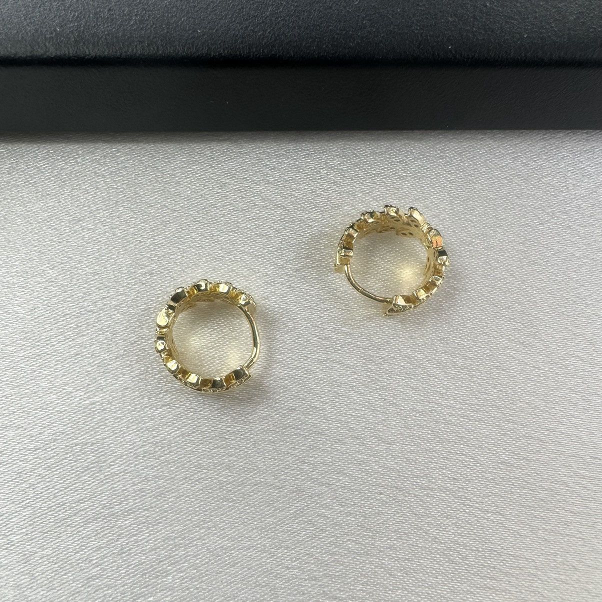 Designer 13mm Small CZ Leaf Hoop Earrings for Women Size ONE SIZE - 4 Thumbnail
