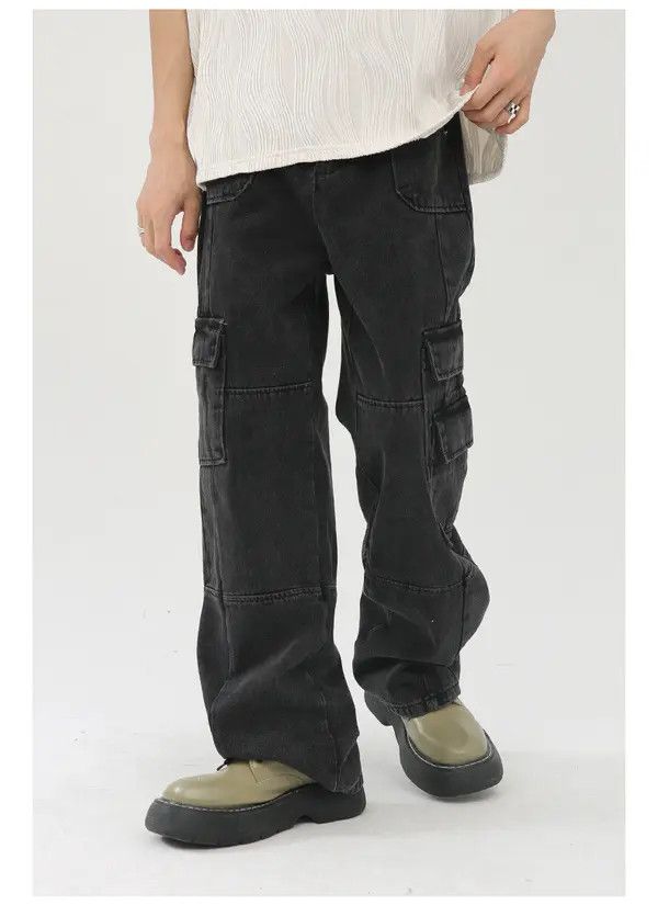 Japanese Brand VIBE Street retro washed loose wide-leg cargo jeans Size US 32 / EU 48 - 2 Thumbnail