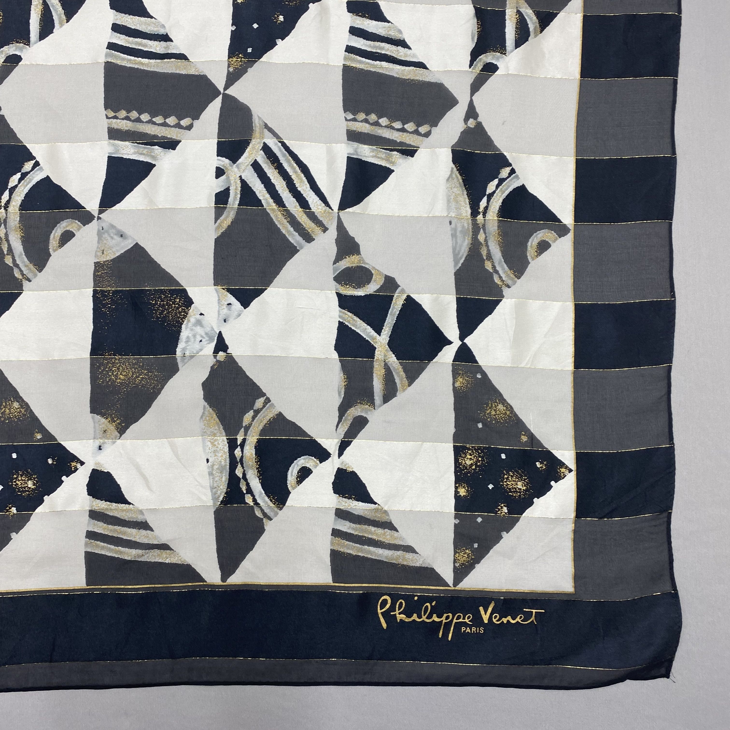Japanese Brand Vintage Philippe Venet SILK Scarf Twill Stole Wraps Scarves Size ONE SIZE - 5 Thumbnail