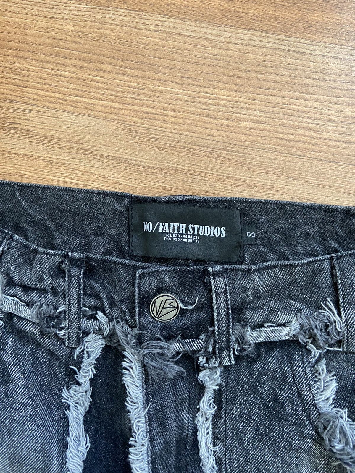 No Faith Studios FLARED DENIM 003 STONE WASH GREY Size US 30 / EU 46 - 3 Thumbnail