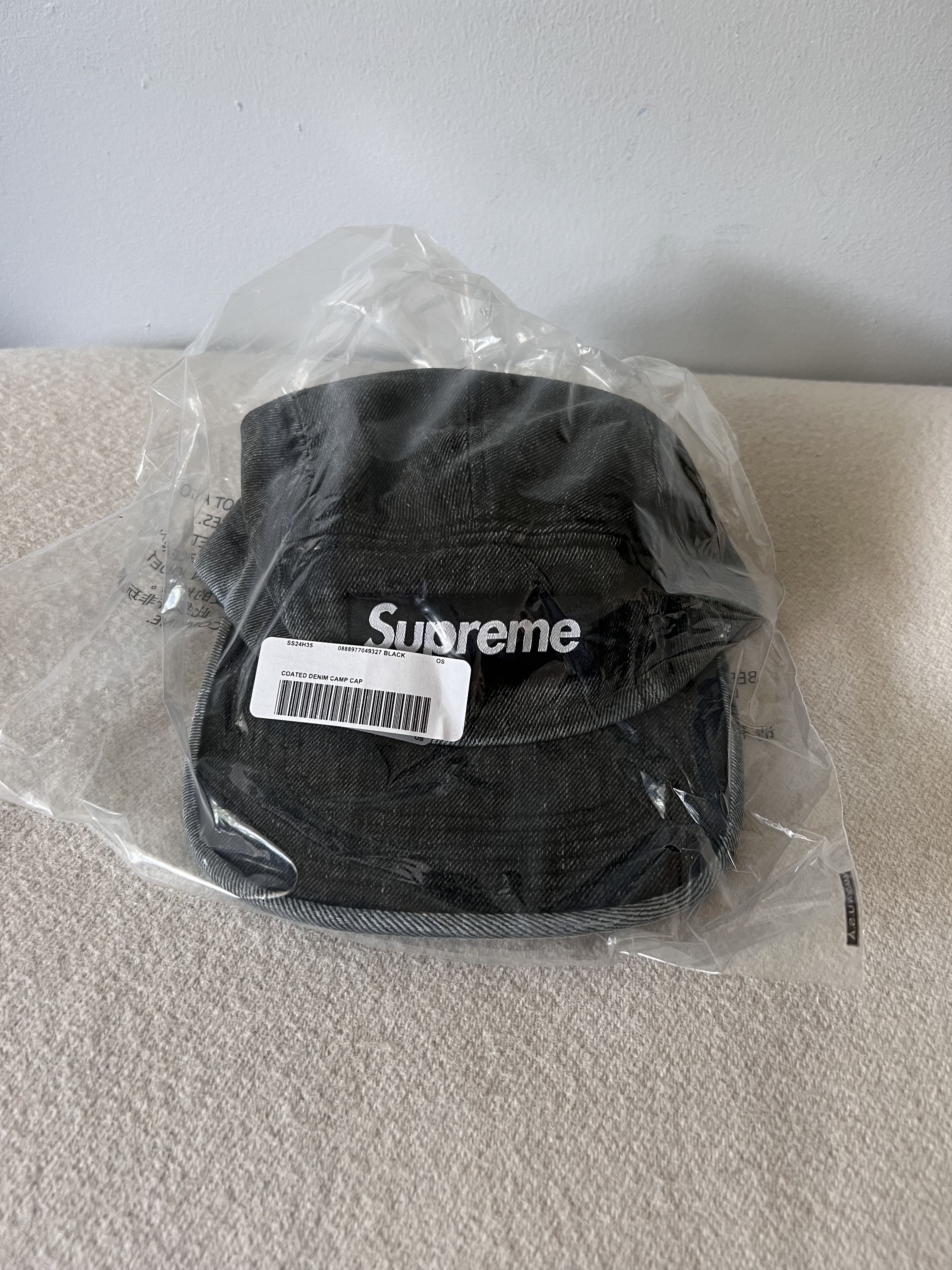 Supreme Supreme Coated Denim Camp Cap in Black Size ONE SIZE - 2 Thumbnail
