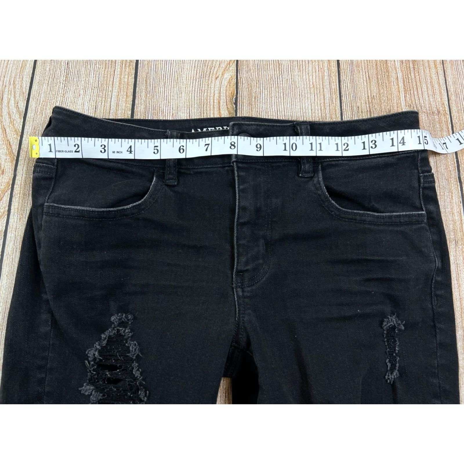 American Eagle Outfitters American Eagle Outfitters Jegging Jeans Black Cotton Blend Spandex 8 Womens High Rise 24in Inseam 5-Pocket Distressed Crop Stretch Comfort Baggy? Size 30" / US 8 / IT 44 - 5 Thumbnail