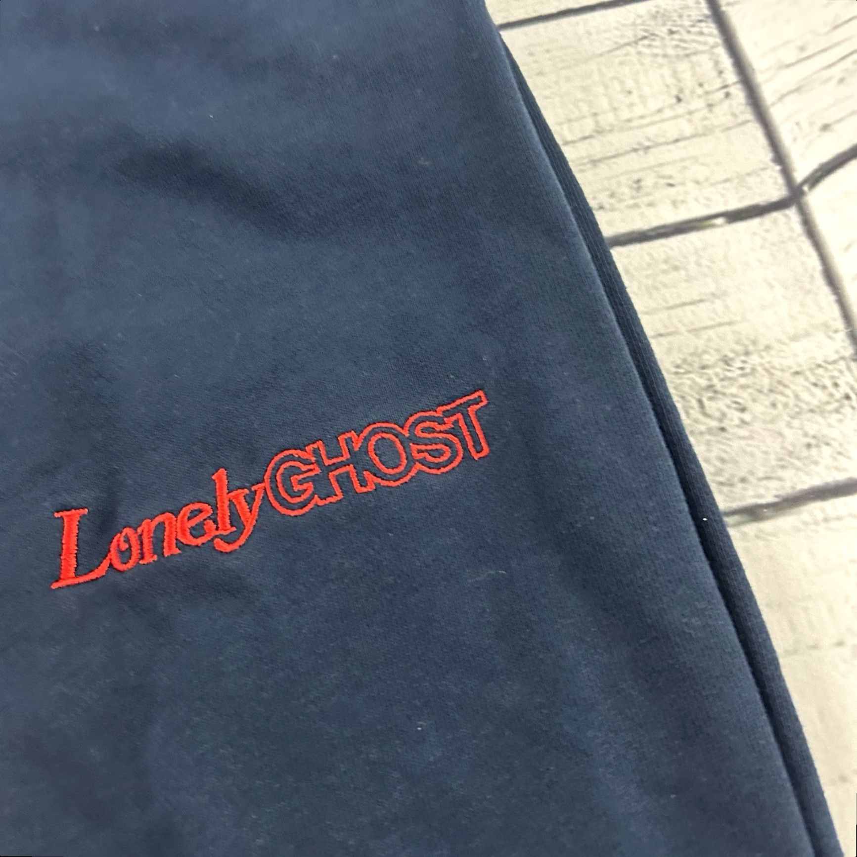 Vintage Lonely Ghost Sweatpants Mens M Dark Blue Casual Pants Ghost Size US 31 - 3 Thumbnail