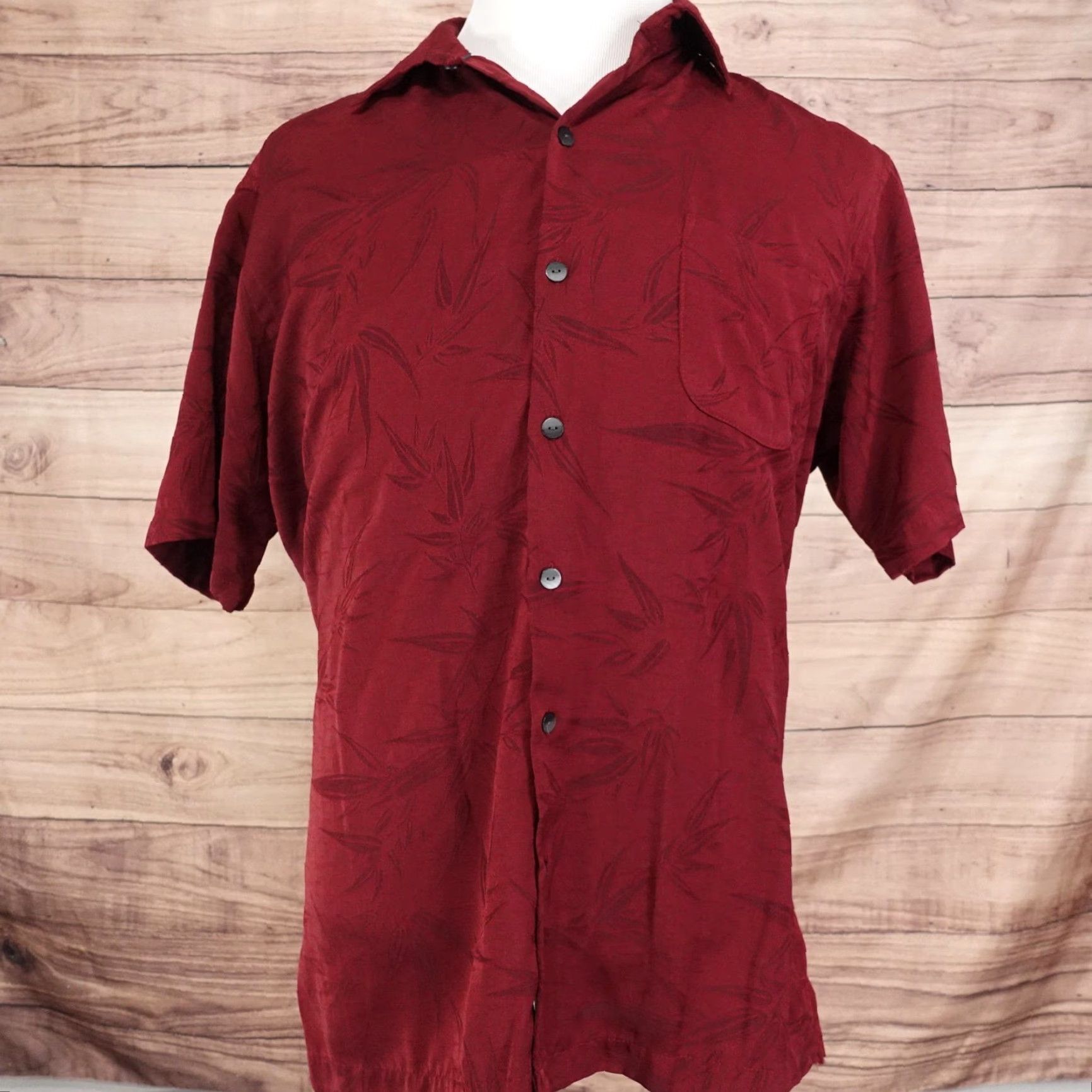 Van Heusen VAN HEUSEN Shirt Mens Large Red Tropical Floral Short Sleeve Button Up Casual Size US L / EU 52-54 / 3 - 3 Thumbnail