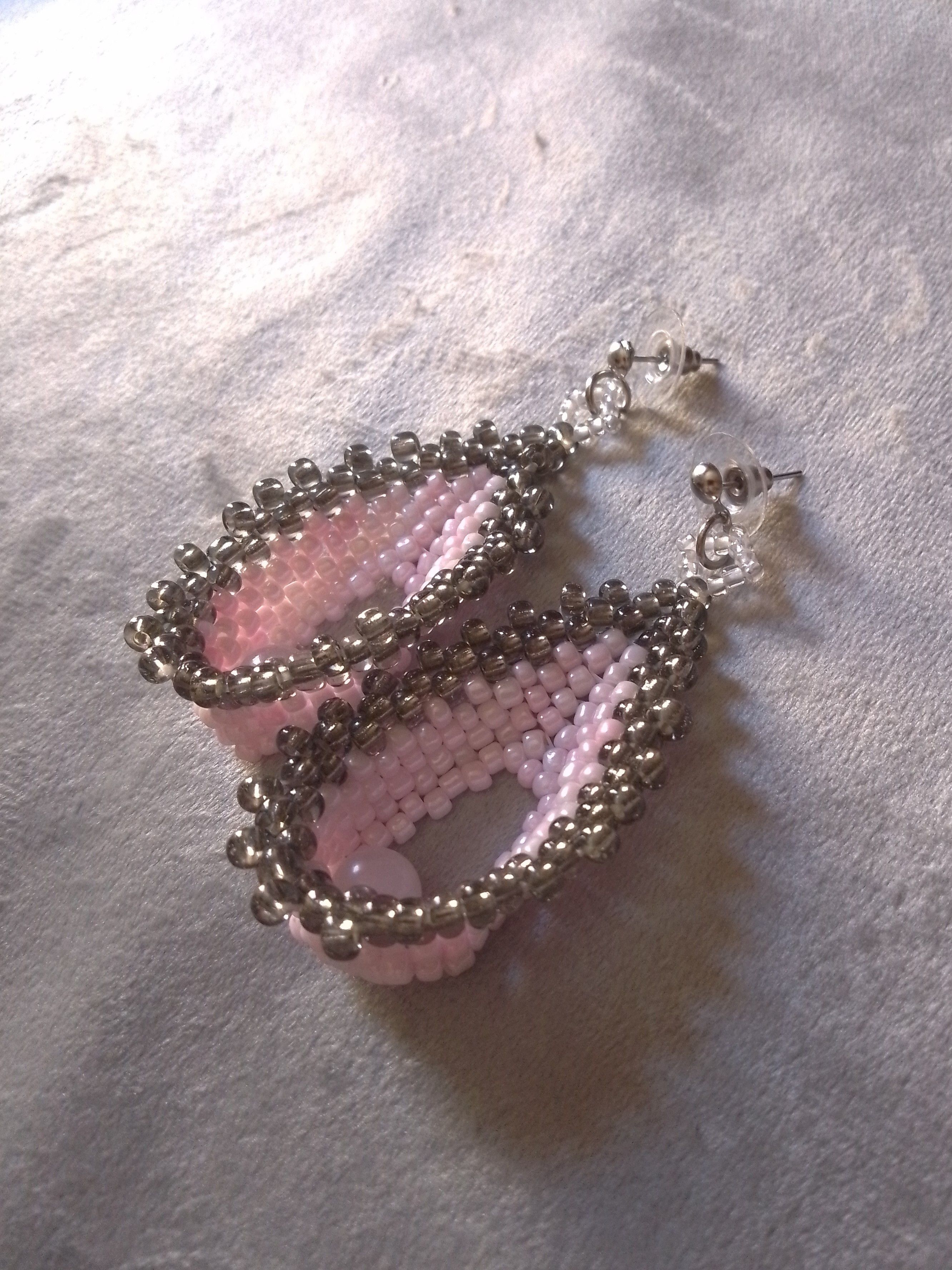 Handmade Earrings Long Dangle Leafy Rose quartz gemstones Size ONE SIZE - 8 Thumbnail