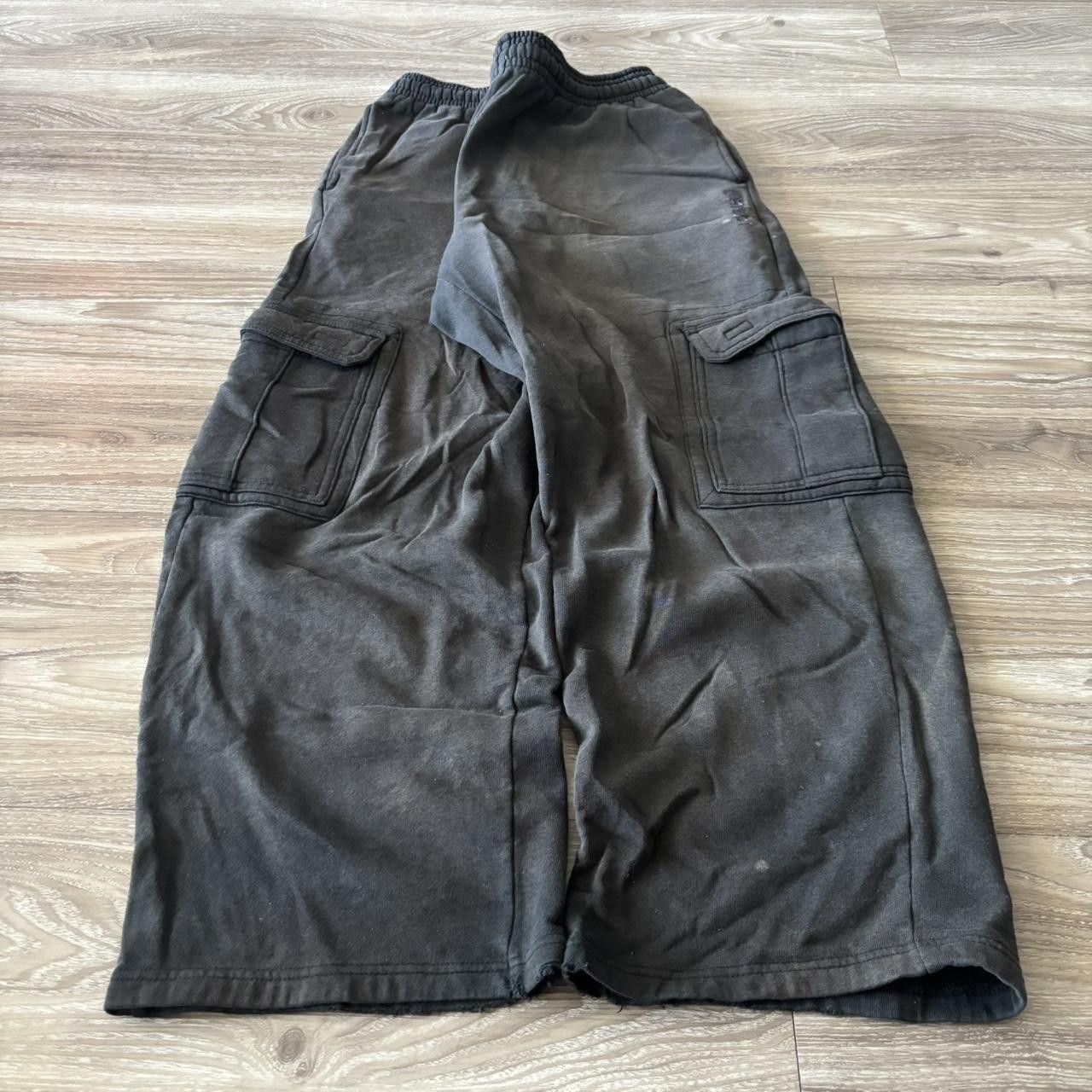 Japanese Brand Crazy Vintage Y2K/2000s Baggy Faded Black Skater Style Cargo Sweatpants! Fits M Size US 34 / EU 50 - 3 Thumbnail