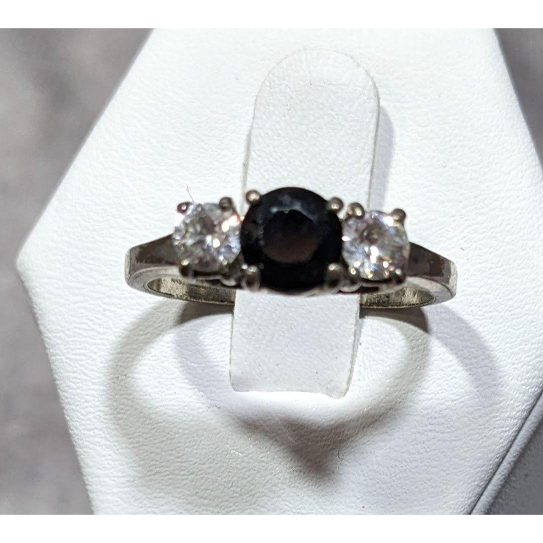 Other Elegant Gothic Silver Tone Ring With Black And Clear Stones Size ONE SIZE - 6 Thumbnail