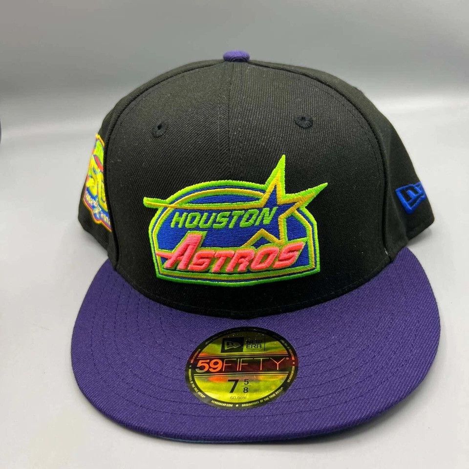 New Era Houston Astros Hat Men 7 5/8 59Fifty New Era MLB Fitted Cap Size ONE SIZE - 3 Thumbnail