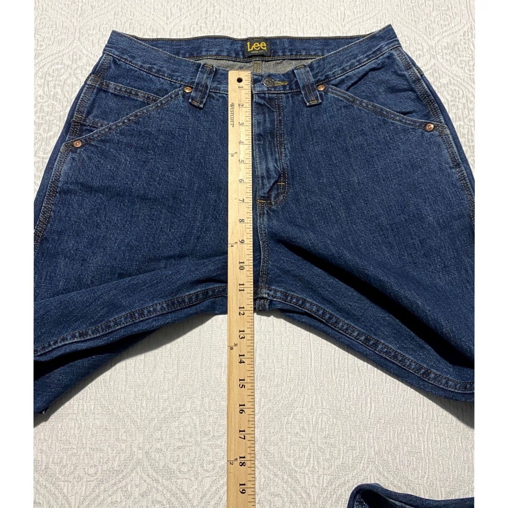 Lee Lee Mens Loose Fit Carpenter Jeans Dark Wash Blue Denim 31x32 Size US 31 - 4 Thumbnail