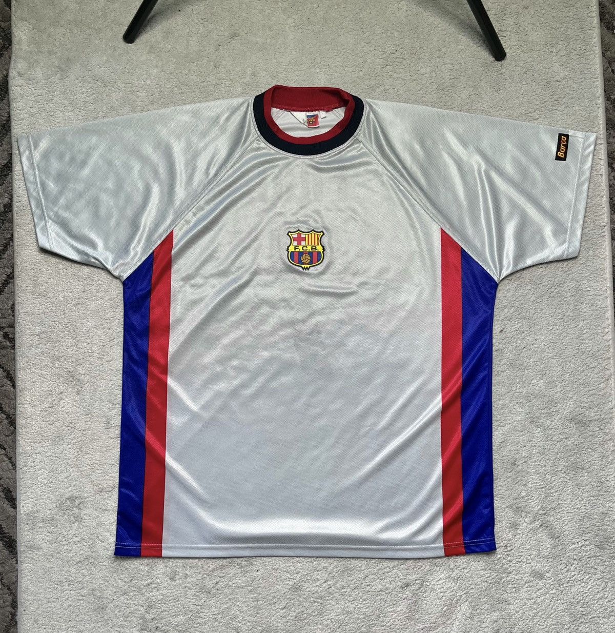 Vintage Vintage Jersey Tee Grey FC Barcelona 1999/2000 Figo Rogers Size US XL / EU 56 / 4 - 1 Thumbnail