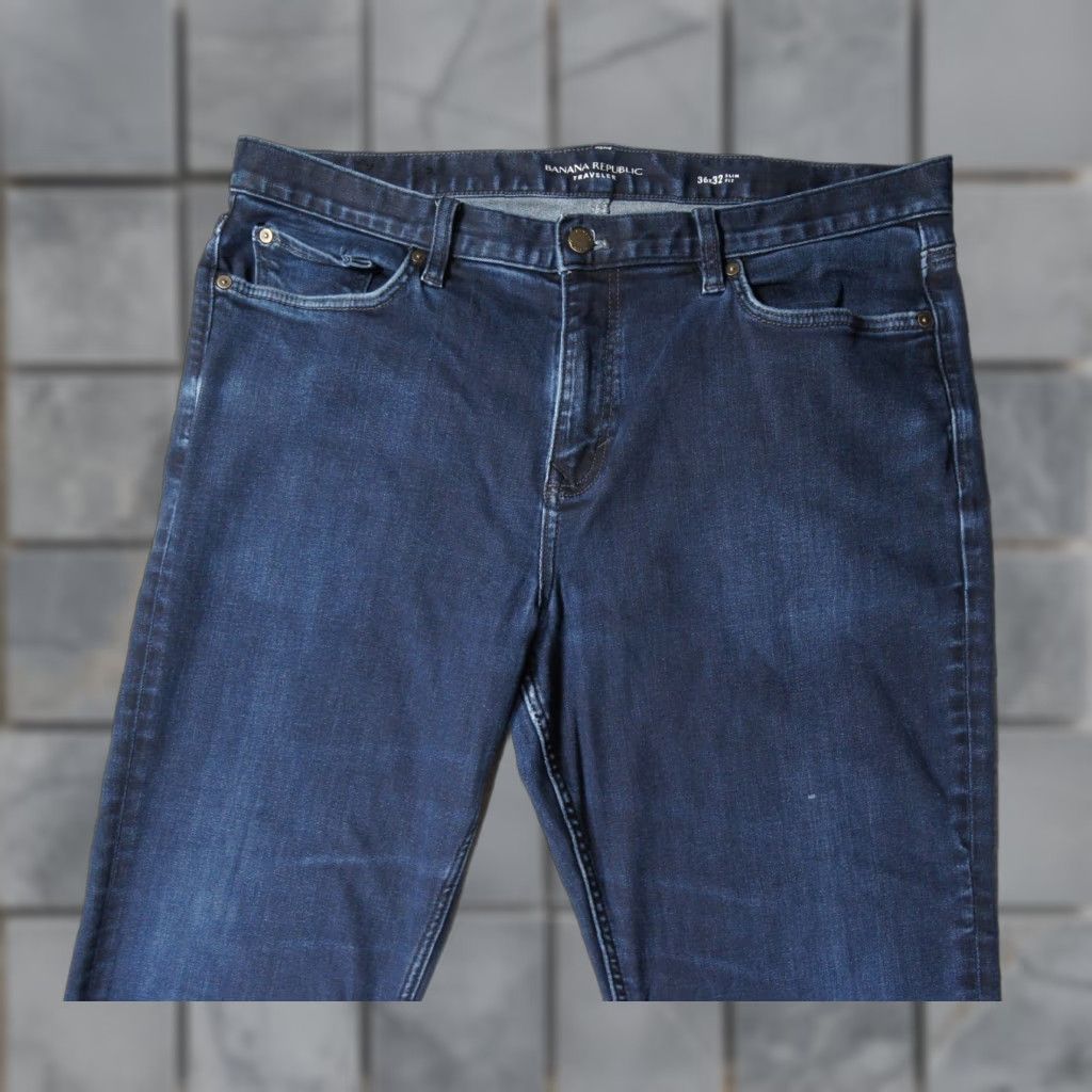 Banana Republic Banana Republic Jeans Mens 36x31 Blue Denim Slim Fit Traveler Stretch 5-Pocket Design Cotton Blend Vintage No Size US 36 / EU 52 - 1 Thumbnail