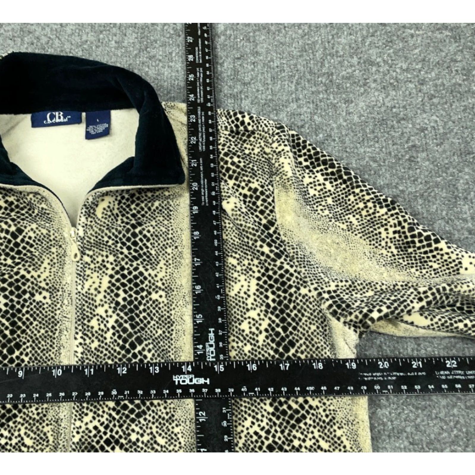 Velour Velour Retro Snakeskin Print Zip Track Jacket Women's Large Unlined Black Trim Size L / US 10 / IT 46 - 4 Thumbnail