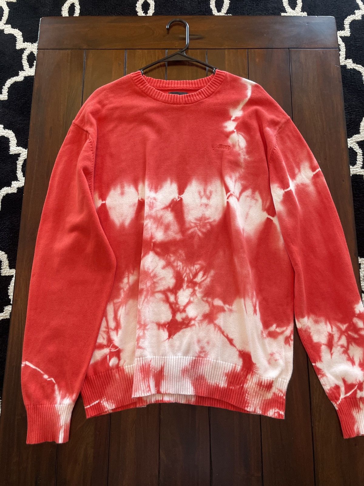 image of Stussy Tie-Dye Sweater in Red, Men's (Size XL)