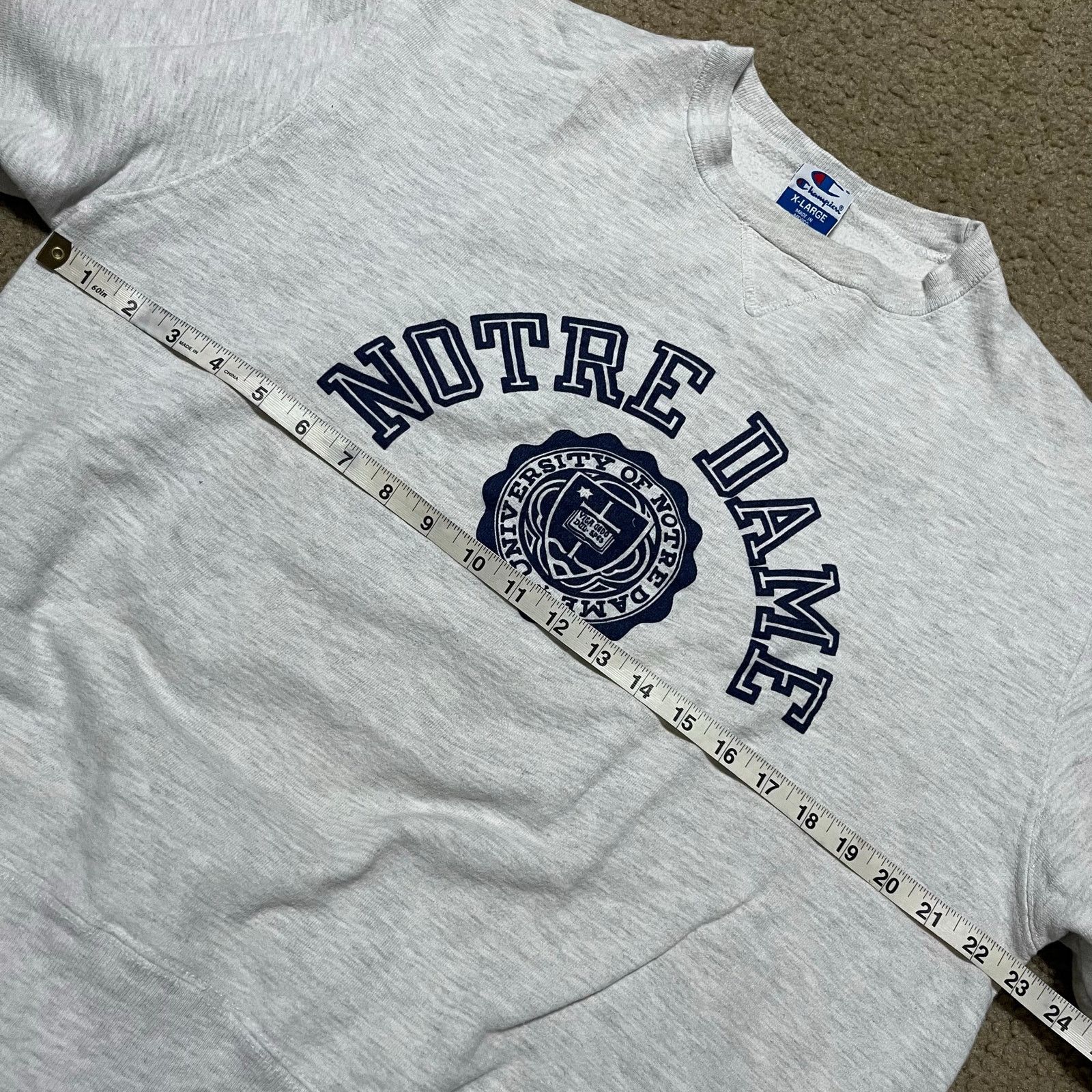 Champion Y2K Notre Dame Champion Reverse Weave Grey Crewneck XL Size US XL / EU 56 / 4 - 6 Thumbnail
