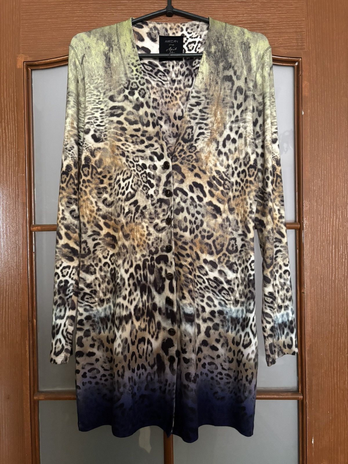 Other Marc Cain Leopard Animal Print Longline Knit Cardigan Button Size S / US 4 / IT 40 - 7 Thumbnail