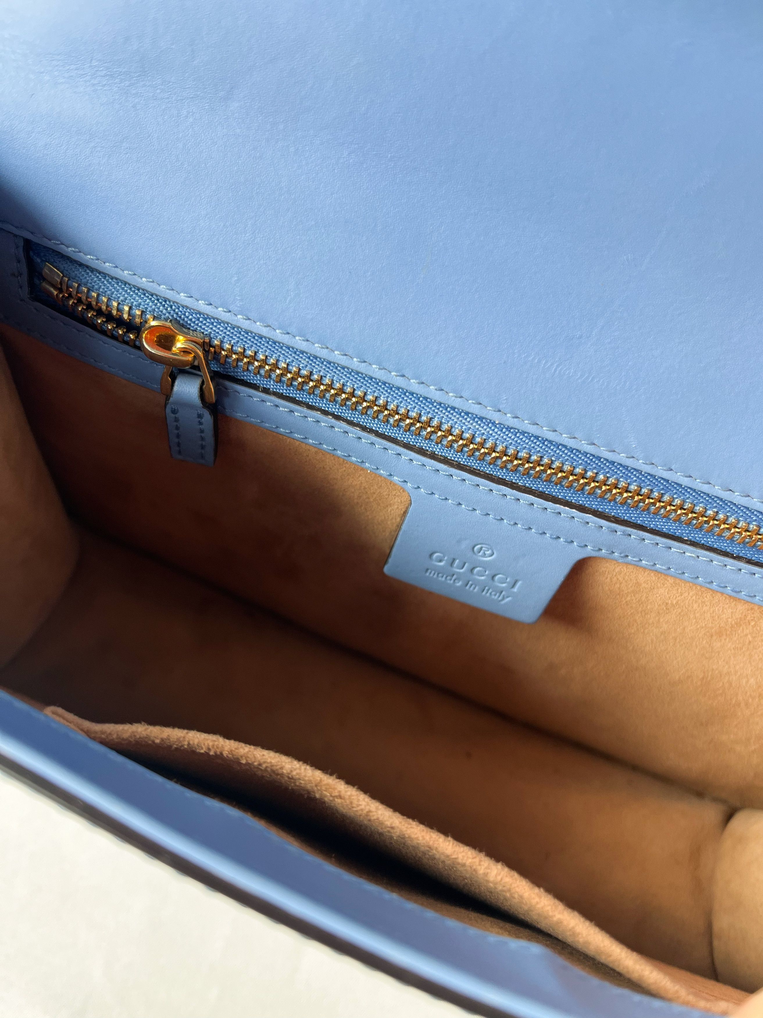 Gucci Gucci Blue Leather Small Sylvie Chain Shoulder Bag Size ONE SIZE - 6 Thumbnail