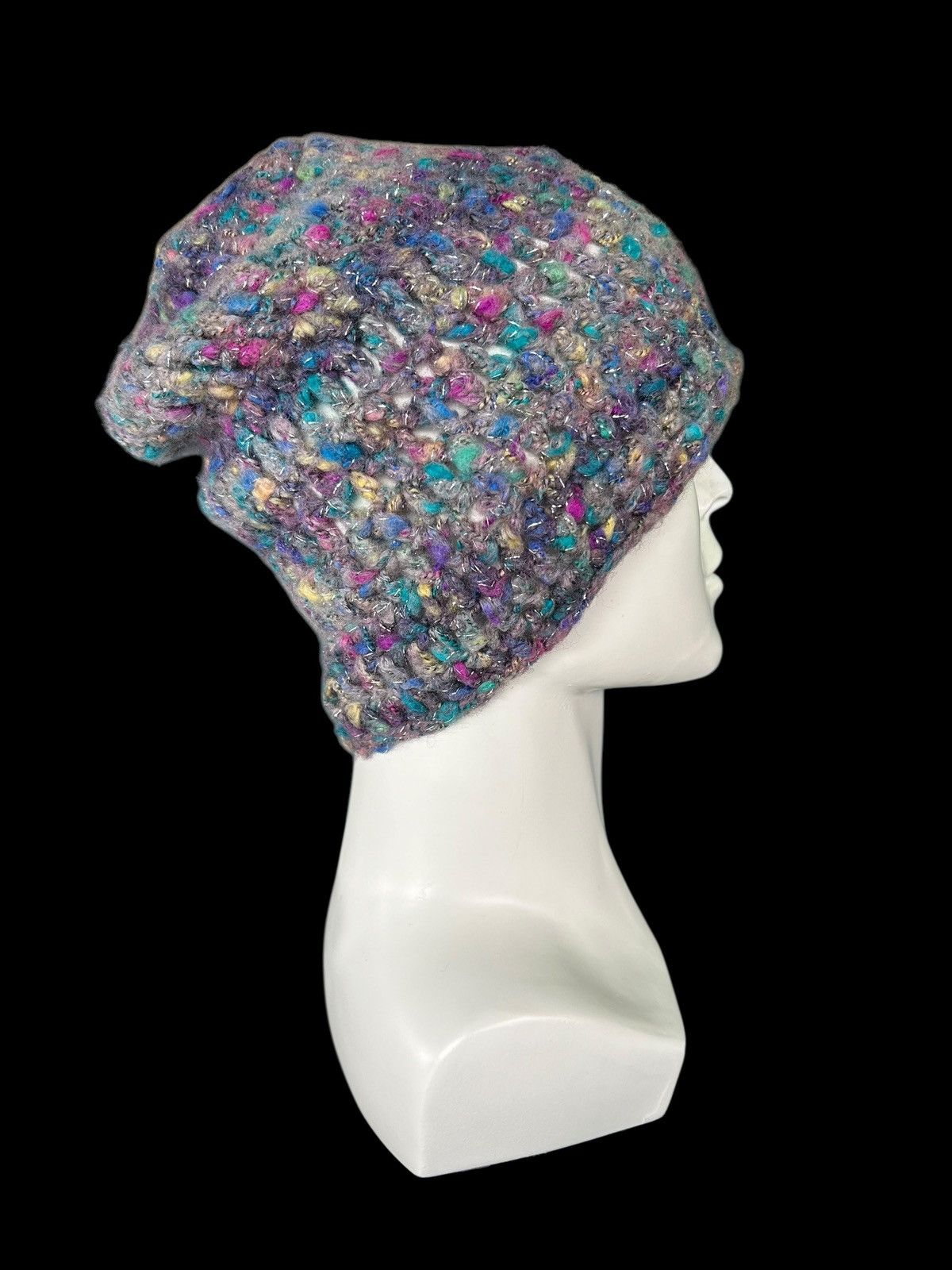 Japanese Brand × Kapital × Vintage Crochet knitted handmade Big Beanie Hats rare ☠️☠️ Size ONE SIZE - 2 Thumbnail
