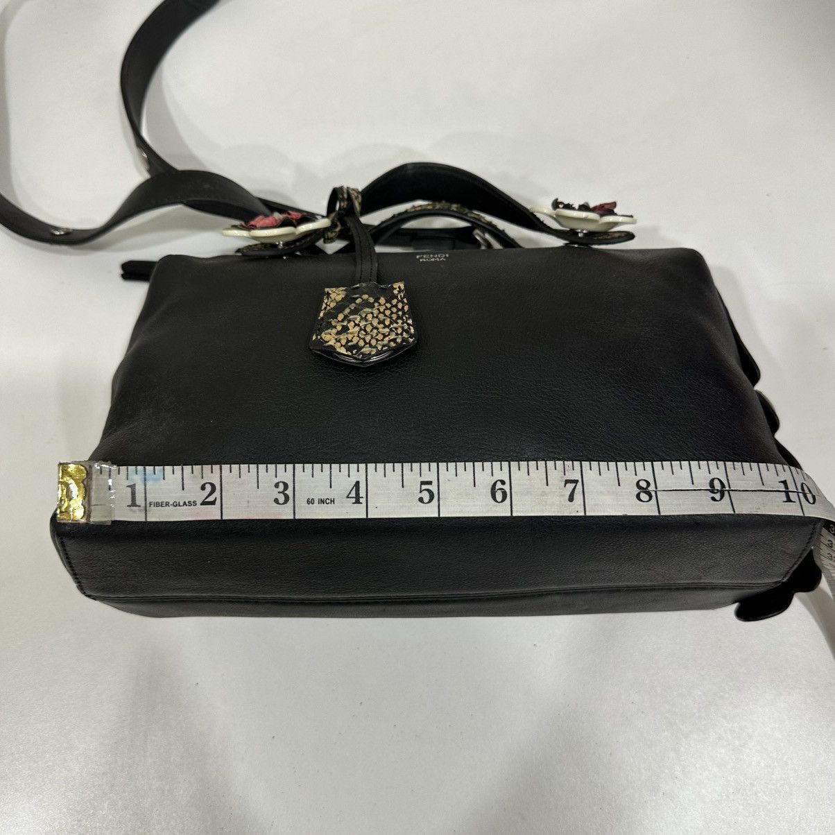 Fendi FENDI ROMA BLACK LEATHER AND PHYTON SMALL BY THE WAY SATCHEL Size ONE SIZE - 12 Thumbnail