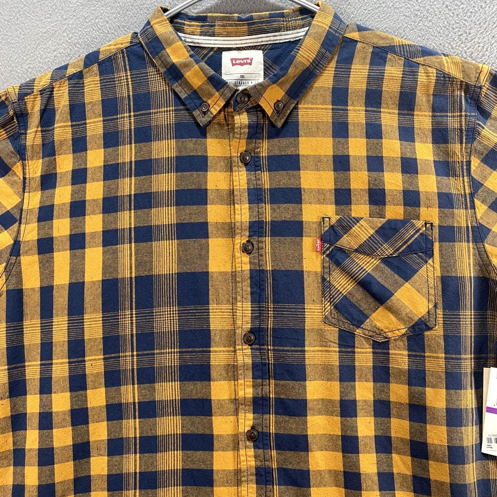 Levi's VINTAGE Levi's Shirt Mens 2XL Blue Yellow Plaid Short Sleeve Button Down Ernie Casual Size US XXL / EU 58 / 5 - 2 Thumbnail