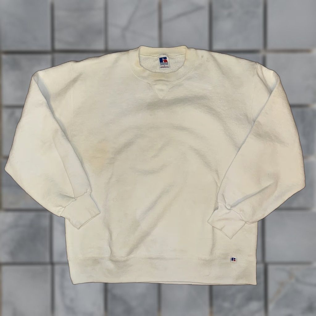 Russell Athletic VINTAGE Russell Athletic Sweatshirt Crewneck White L Mens USA Pullover 22x26 Regular Size Large Size US L / EU 52-54 / 3 - 1 Thumbnail