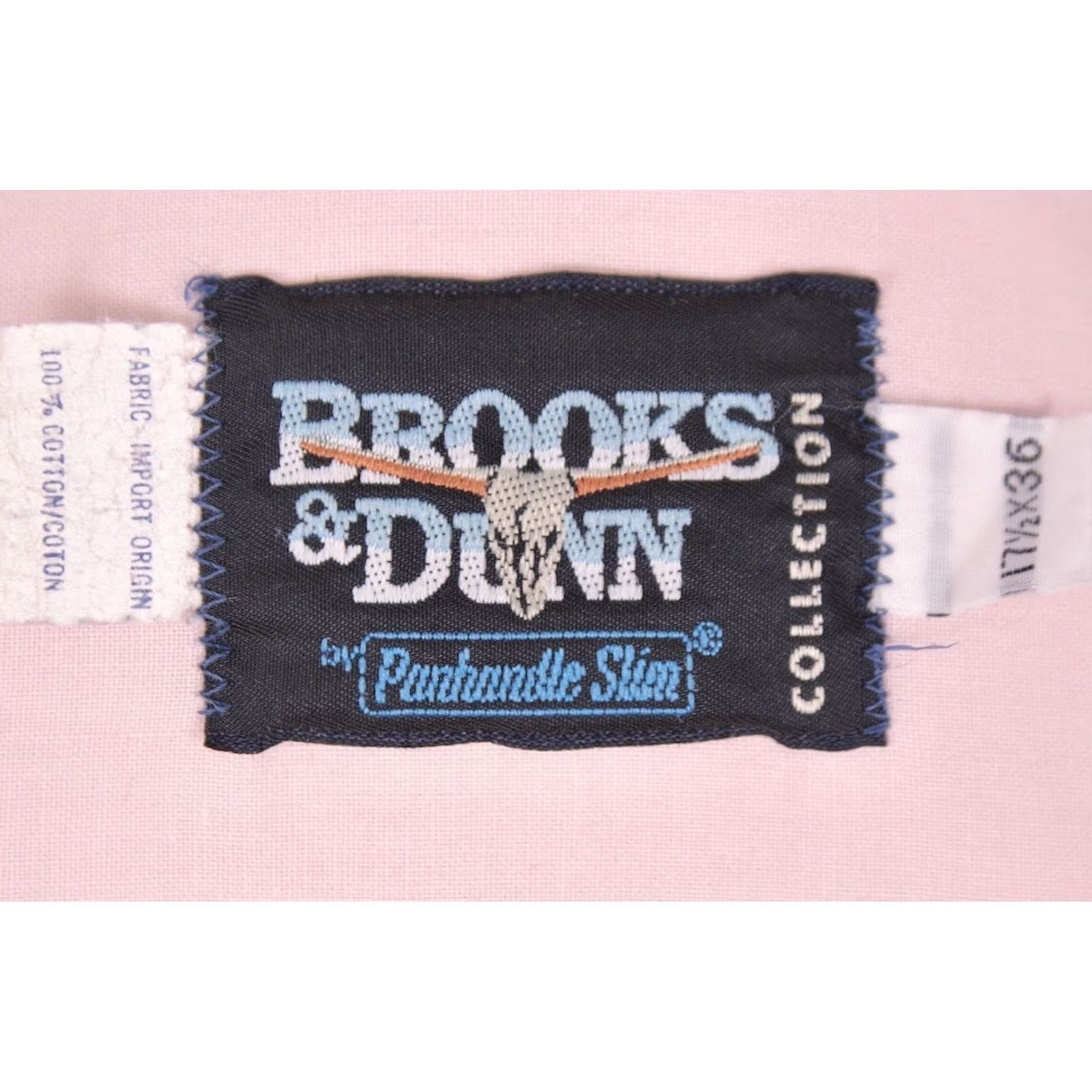 Brooks Brooks & Dunn Western Shirt 90s Shirt XL Pink Orange, Men's VTG 1990s Cotton Long Sleeve, 52 Chest, Regular Size US XL / EU 56 / 4 - 4 Thumbnail