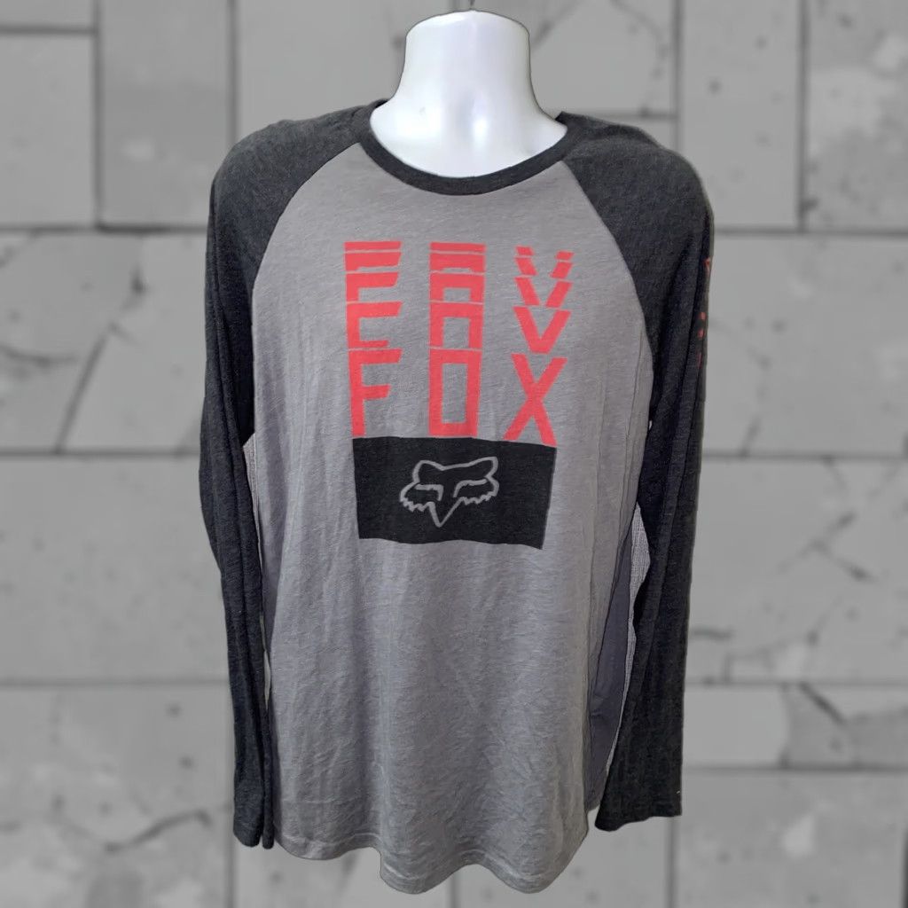 Vintage FOX Men's T-Shirt Long Sleeve Gray 2XL Shirt Regular Cotton/Polyester Solid Basic VINTAGE No Size US XXL / EU 58 / 5 - 1 Thumbnail