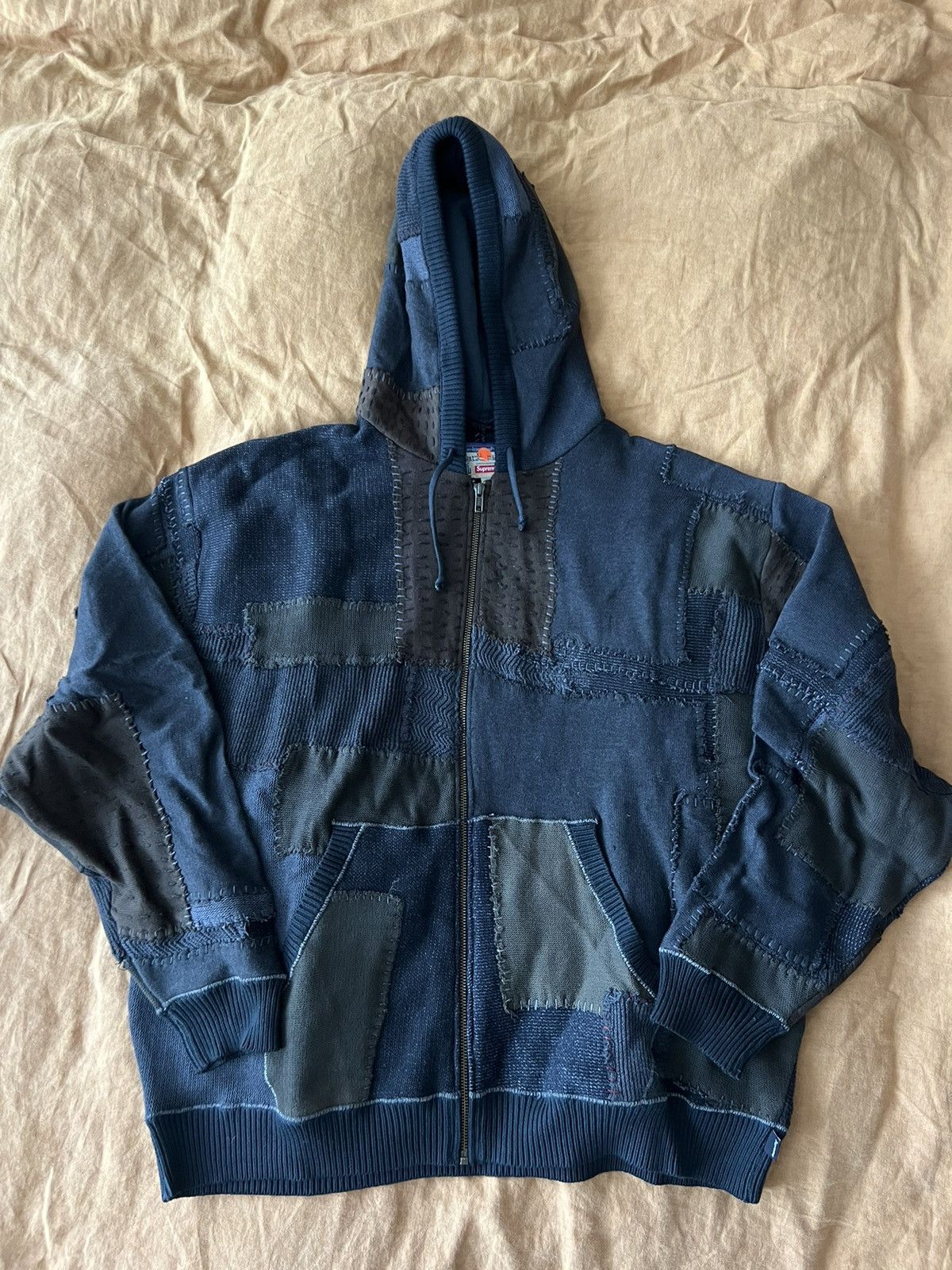 image of Blackmeans Patchwork Zip Up Sweater, Men's (Size Large)