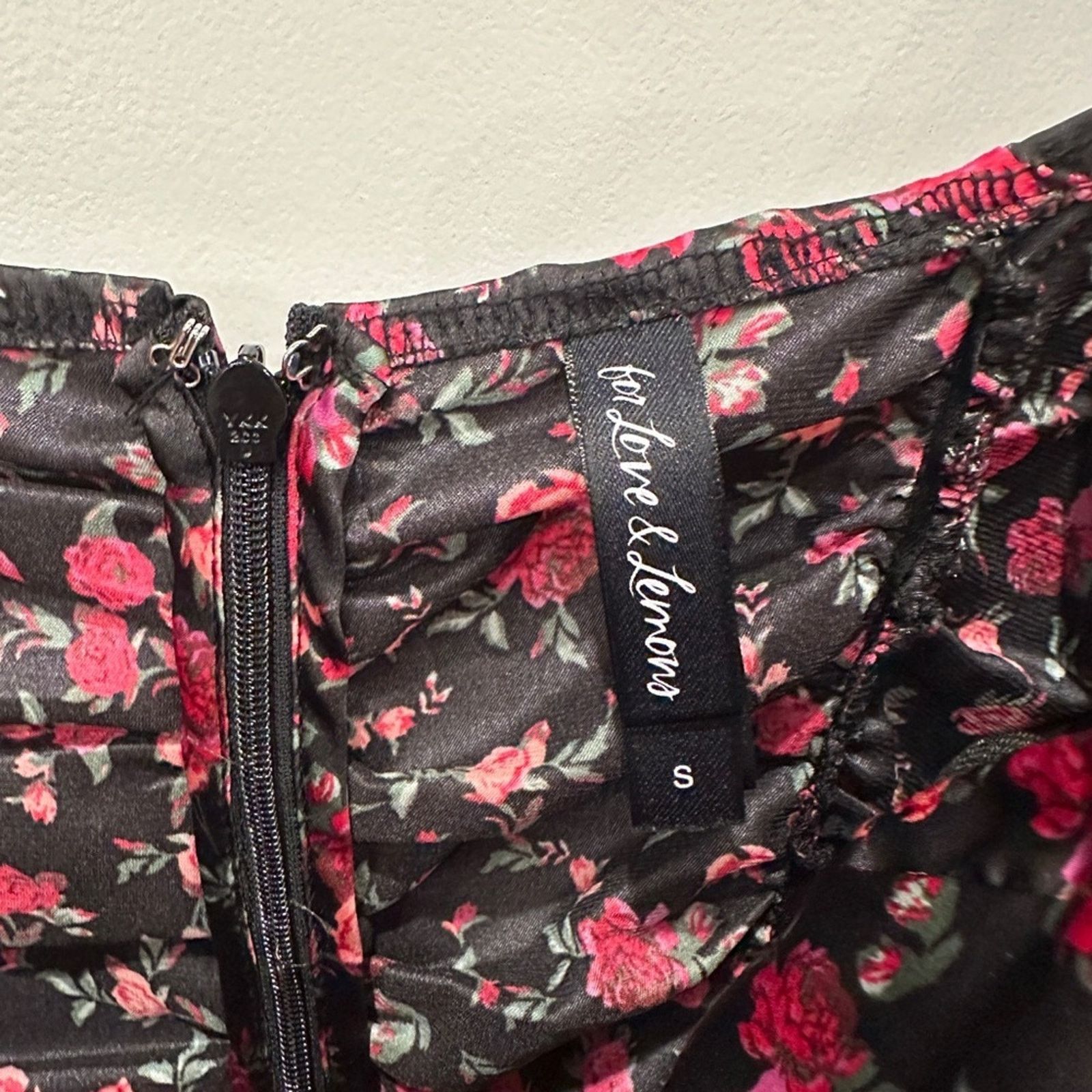 For Love & Lemons For Love And Lemons Black and Pink Floral Dress Size S / US 4 / IT 40 - 5 Thumbnail