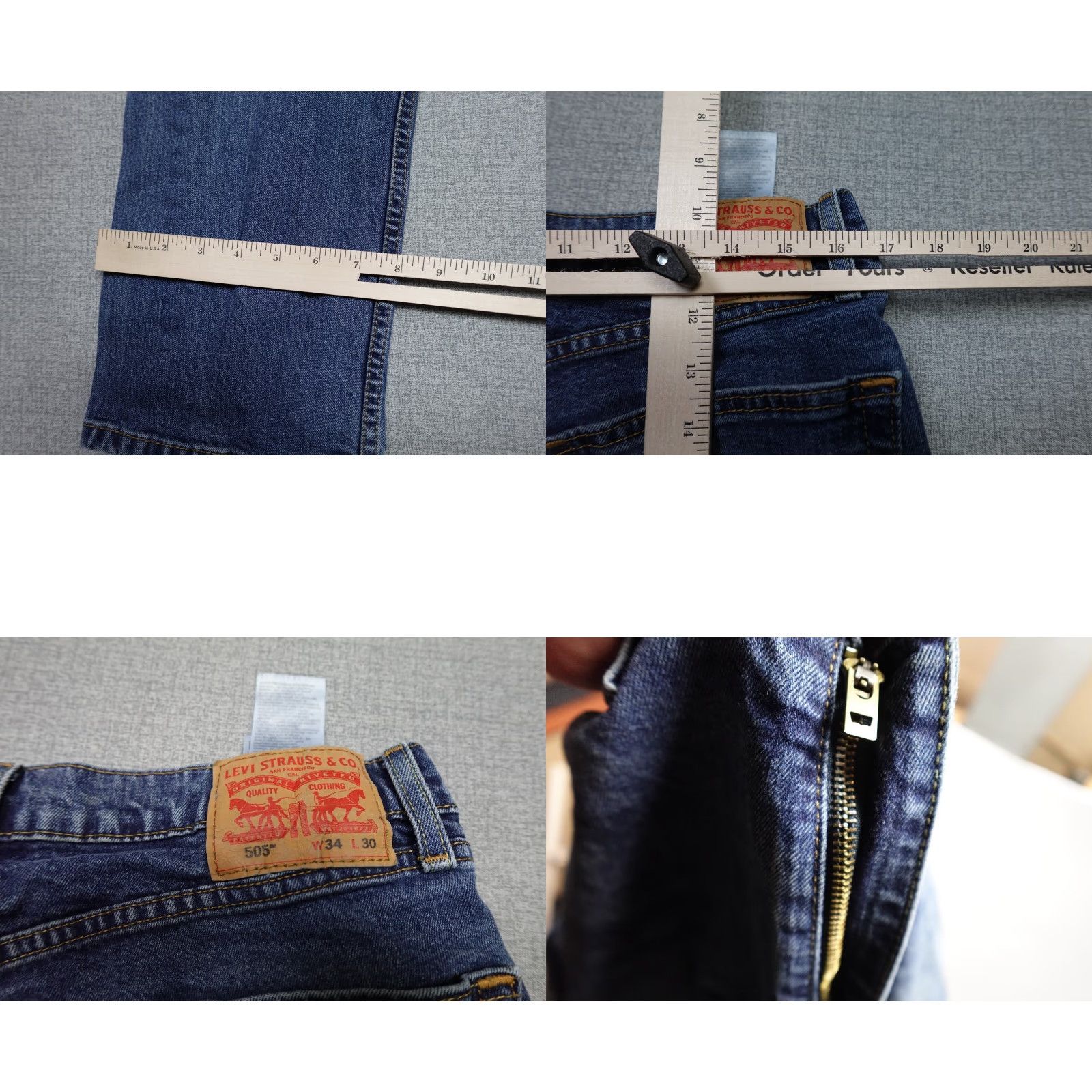 Levi's Levi's 505 Jeans Mens 34x30 Blue Regular Straight Dark Wash Rancher Western Fashion Denim Made in USA Mens Size US 34 / EU 50 - 8 Thumbnail