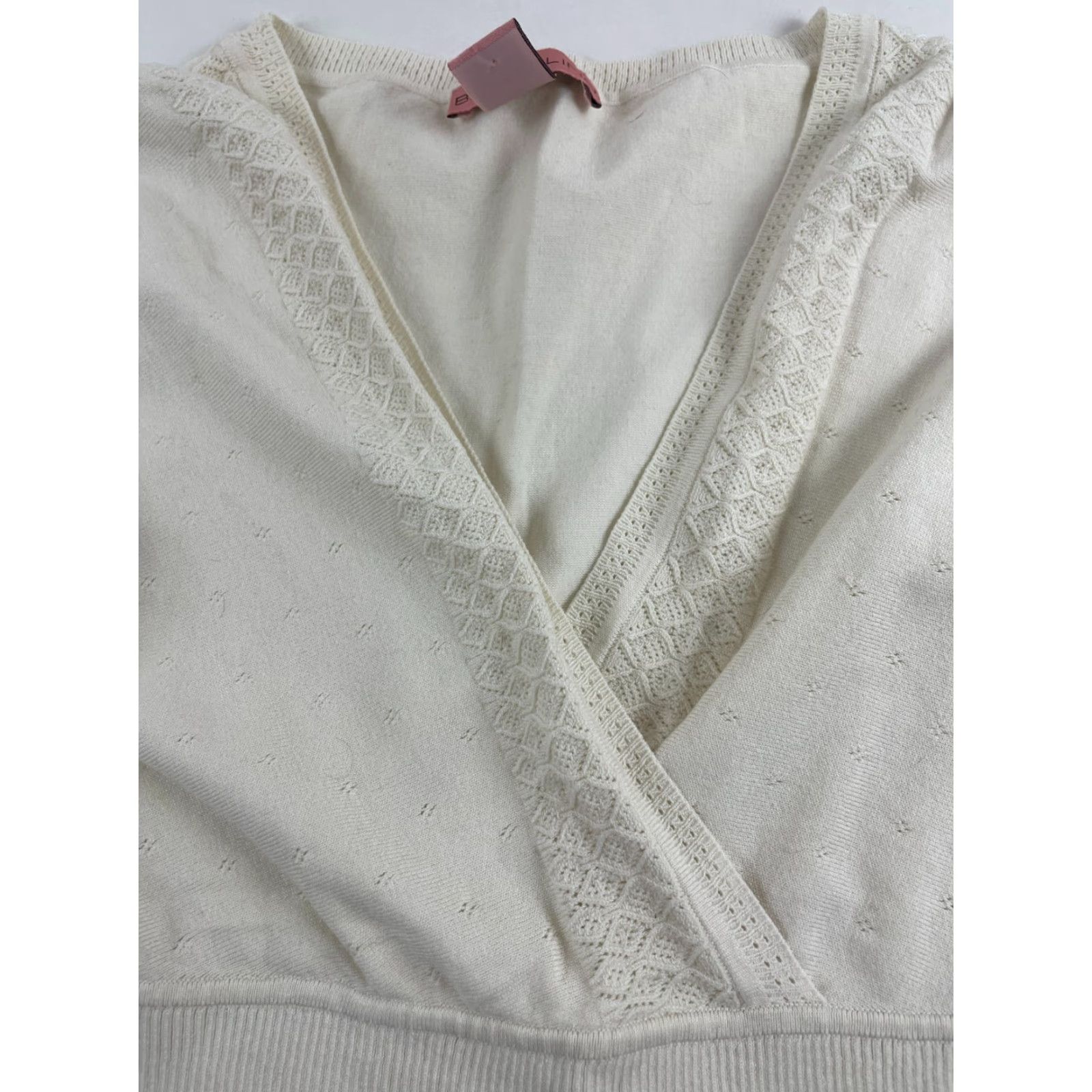 Vintage Bandolino Sweater Womens Size L Cream V-Neck Sleeveless Pullover Silk Ivory Modern"} Size L / US 10 / IT 46 - 3 Thumbnail