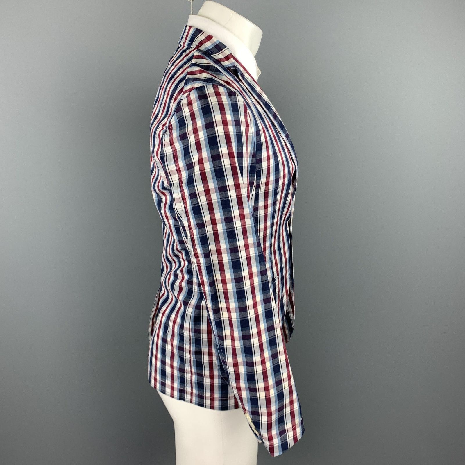 Other GREEN LABEL RELAXING Navy & Red Plaid Cotton Sport Coat Size 38R - 3 Thumbnail