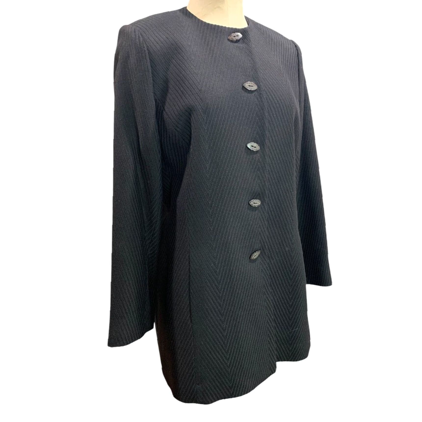 Ellen Tracy VINTAGE Linda Allard Ellen Tracy Womens Jacket Black Ribbed Wool Blend Size 14 Plus - Jacket Womens Black Ribbed 14 Linda Allard Ellen Tracy Size XL / US 12-14 / IT 48-50 - 2 Thumbnail