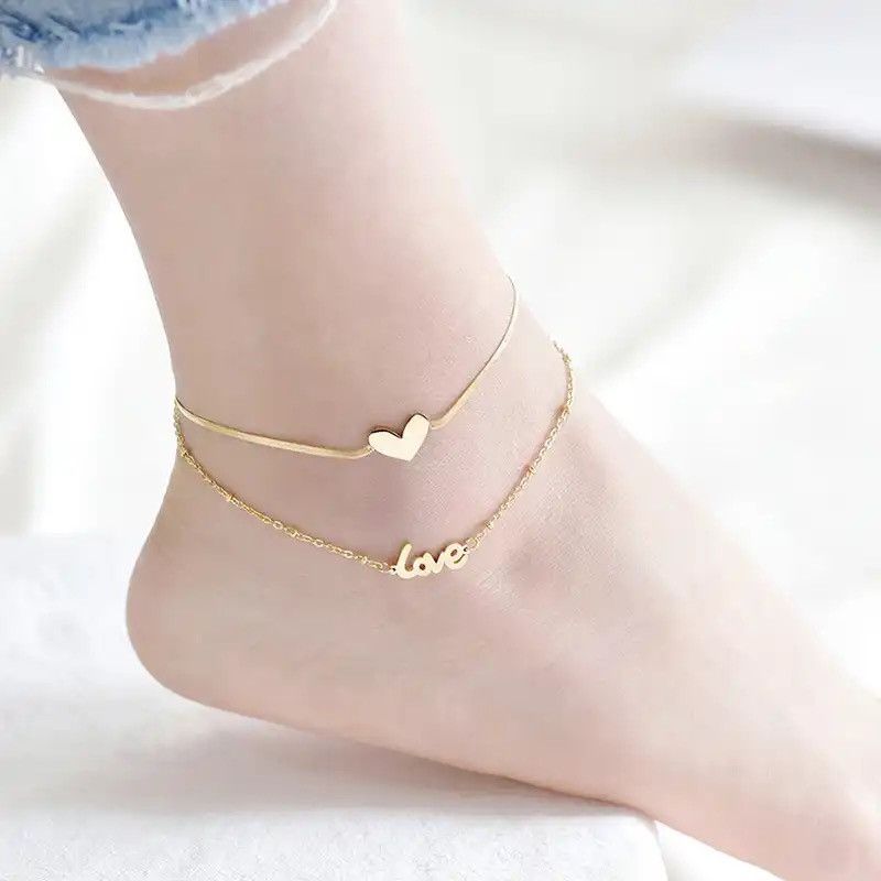 Other 14K Gold Plated Adjustable Layered Love Heart Anklet Size ONE SIZE - 2 Thumbnail