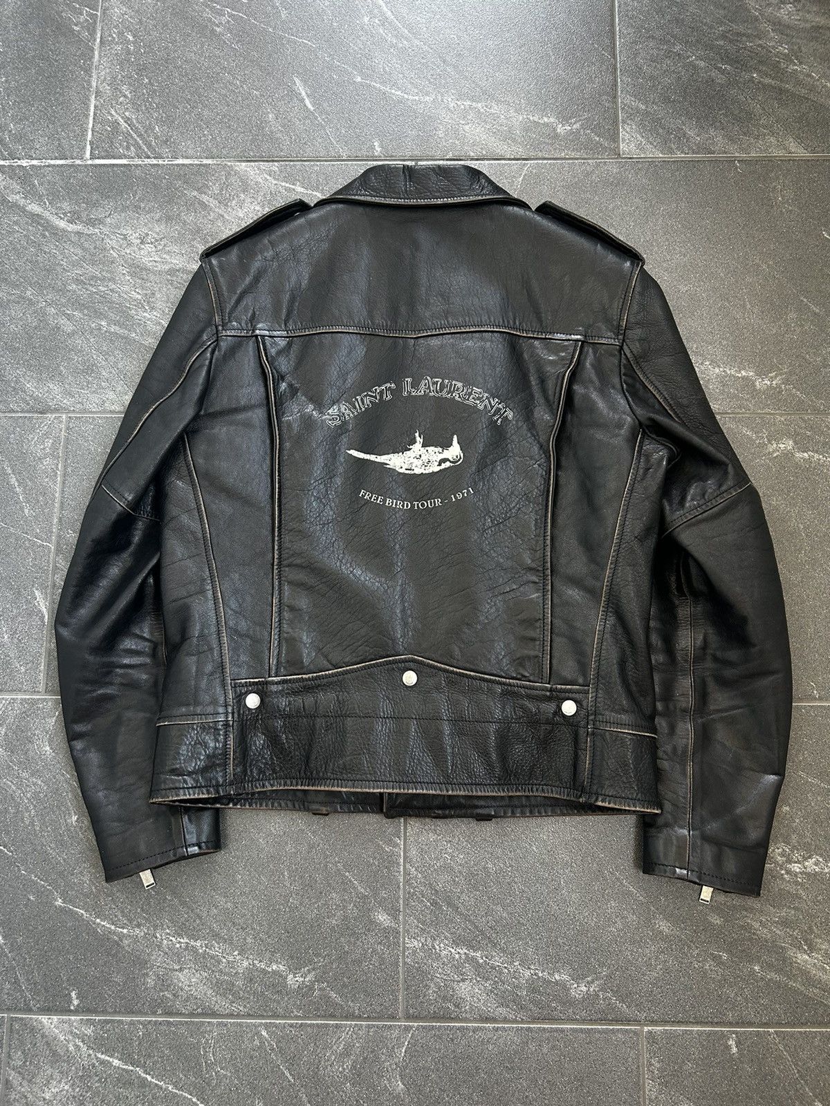 Saint Laurent Paris Saint Laurent Ramones leather jacket with big logo on back Size US L / EU 52-54 / 3 - 1 Thumbnail