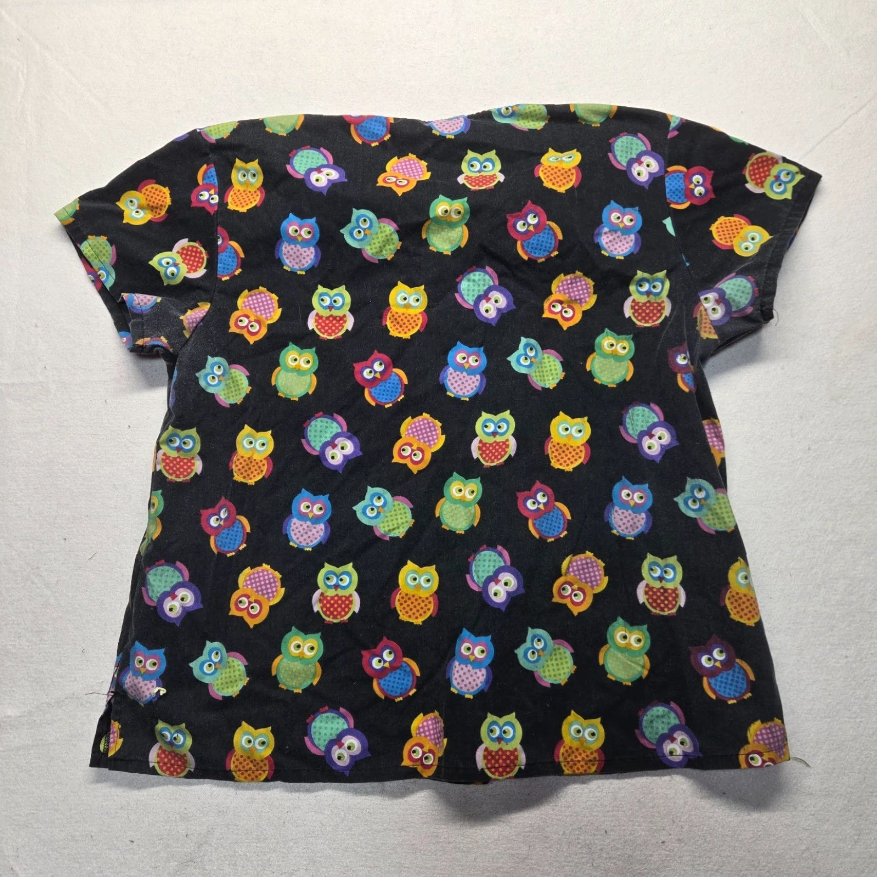 Vintage Nurses Shirt 2X Unisex Black Owl Print Scrub Top Short Sleeve Pediatrican Size US XXL / EU 58 / 5 - 8 Thumbnail