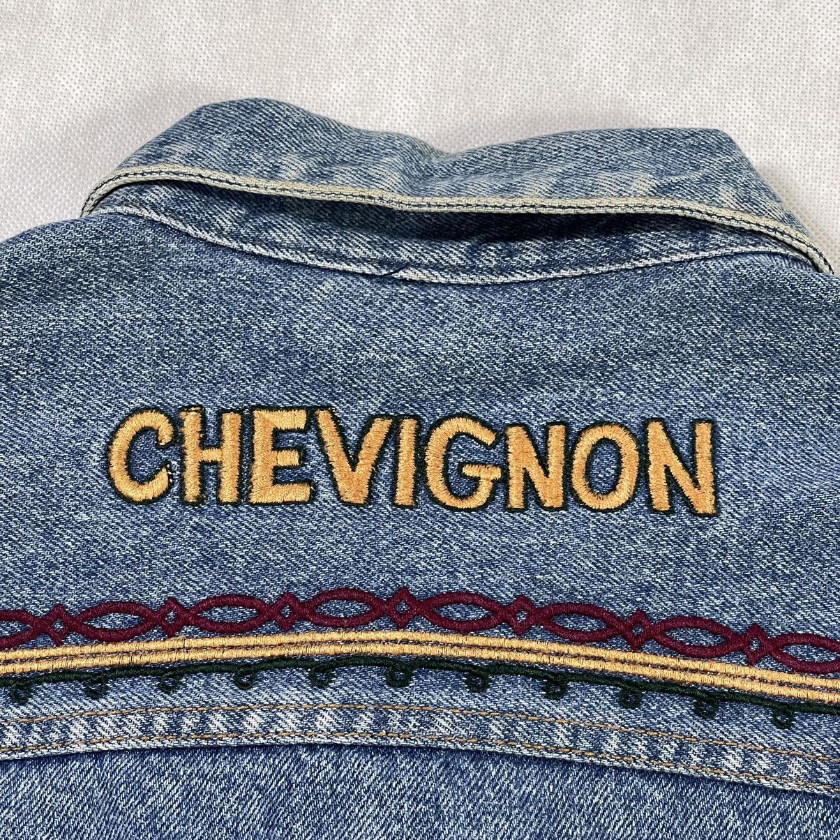 Rare!! Vintage CHEVIGNON Conquest Embroidery Denim Jacket